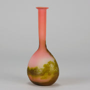 Galle Banjo Lanscape Vase - Art Nouveau Glass - Hickmet Fine Arts