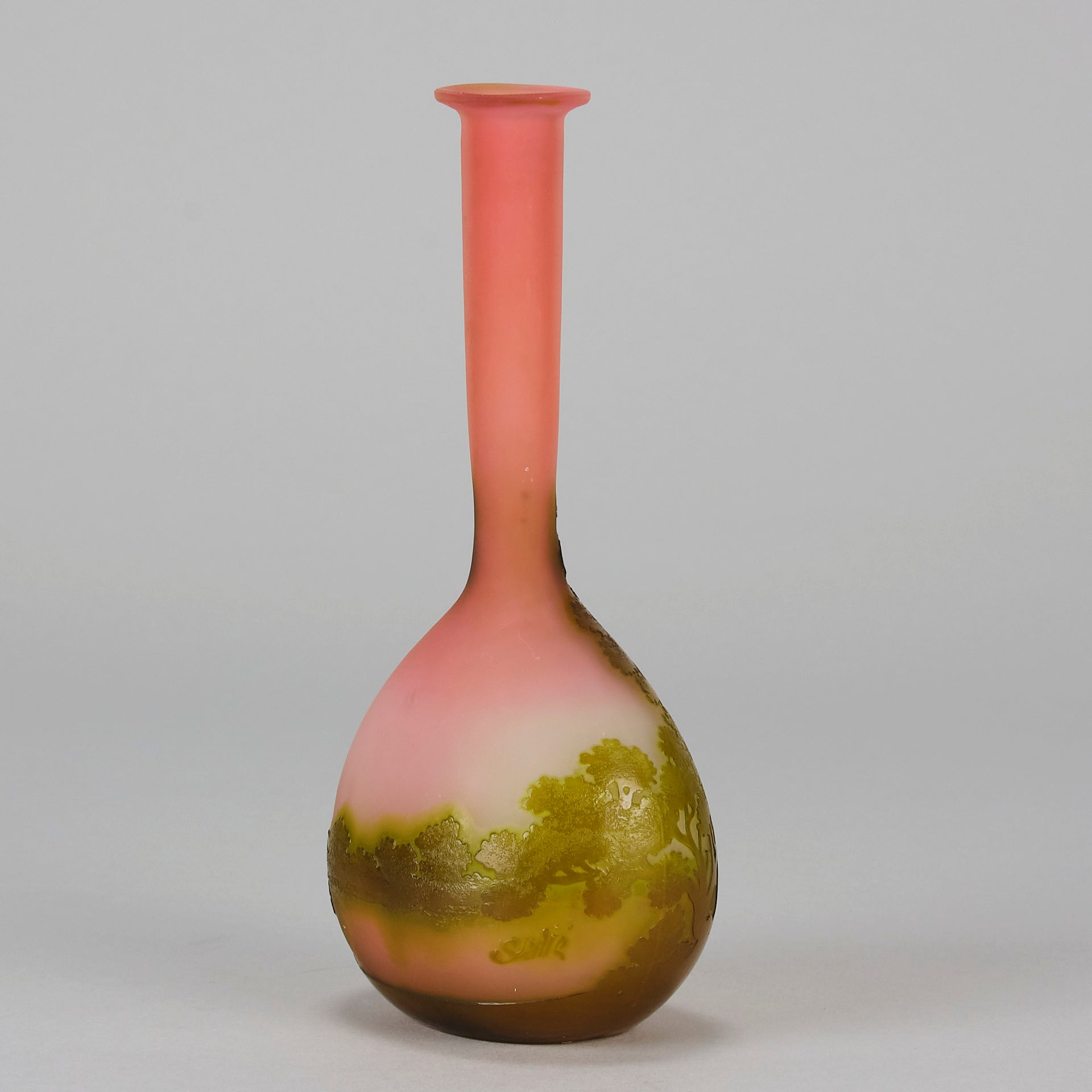 Galle Banjo Lanscape Vase - Art Nouveau Glass - Hickmet Fine Arts