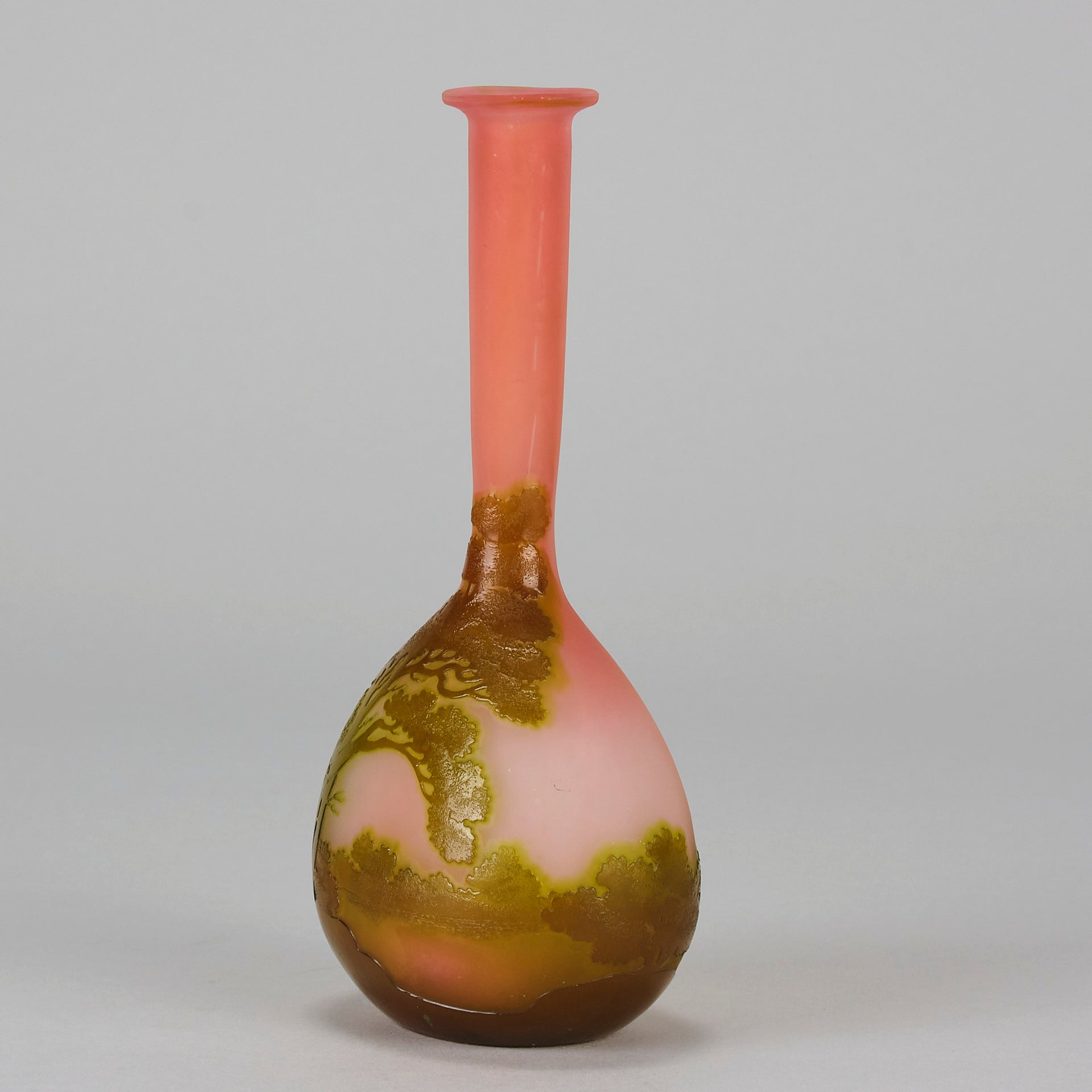 Galle Banjo Lanscape Vase - Art Nouveau Glass - Hickmet Fine Arts