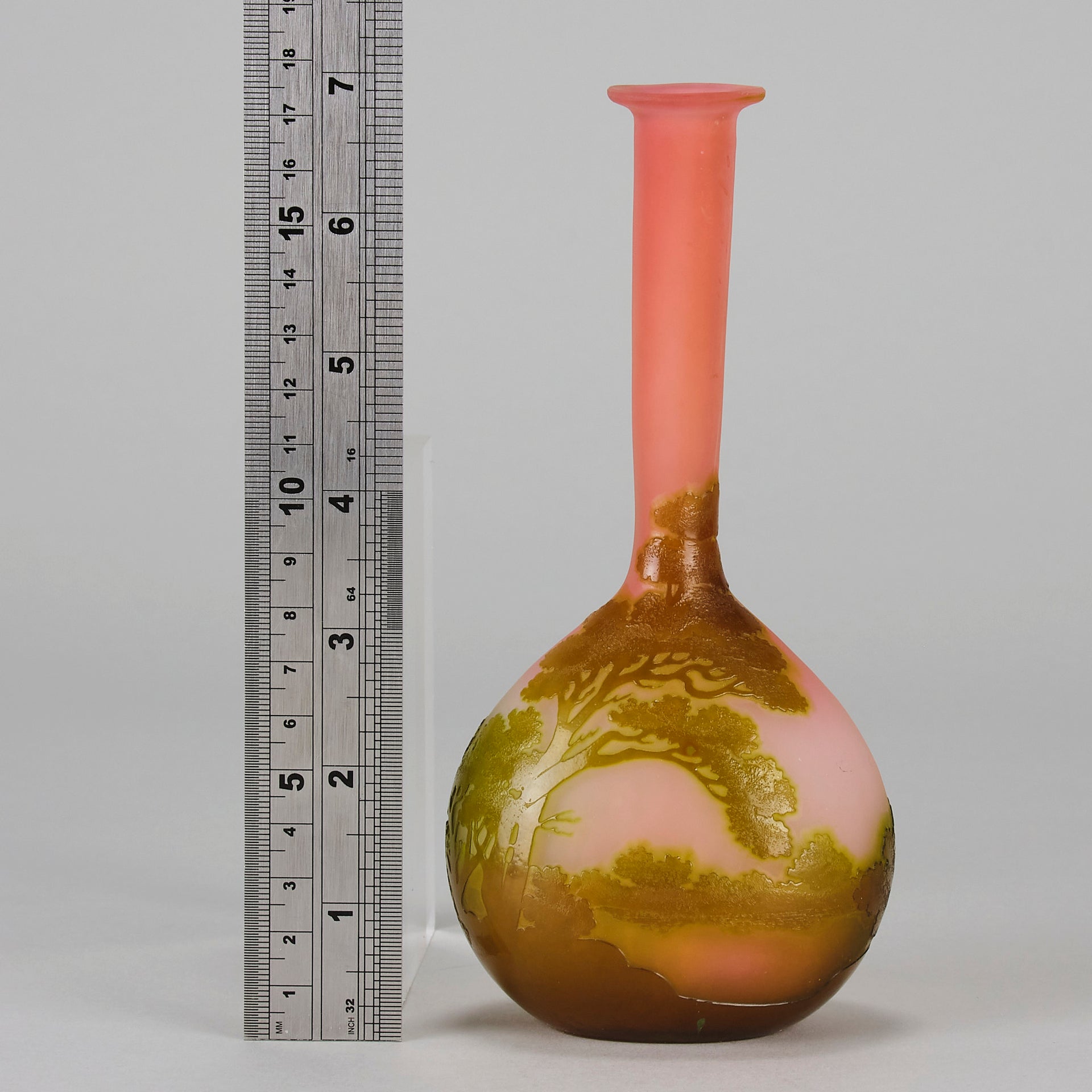 Galle Banjo Lanscape Vase - Art Nouveau Glass - Hickmet Fine Arts