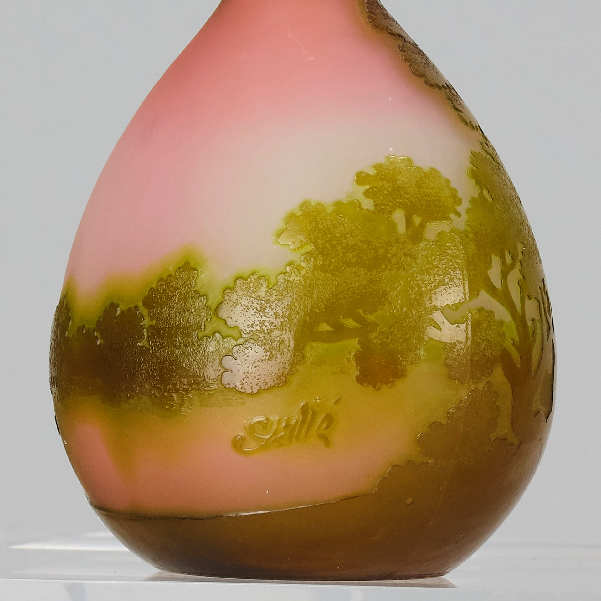 Galle Banjo Lanscape Vase - Art Nouveau Glass - Hickmet Fine Arts