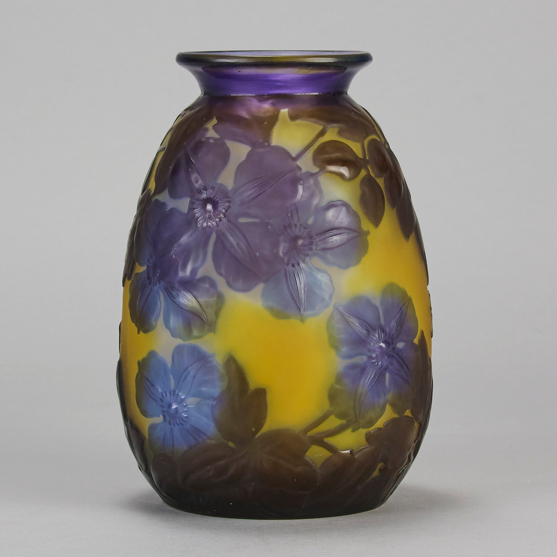 Galle Souffle Vase - Art Nouveau Clematis Vase - Hickmet Fine Arts