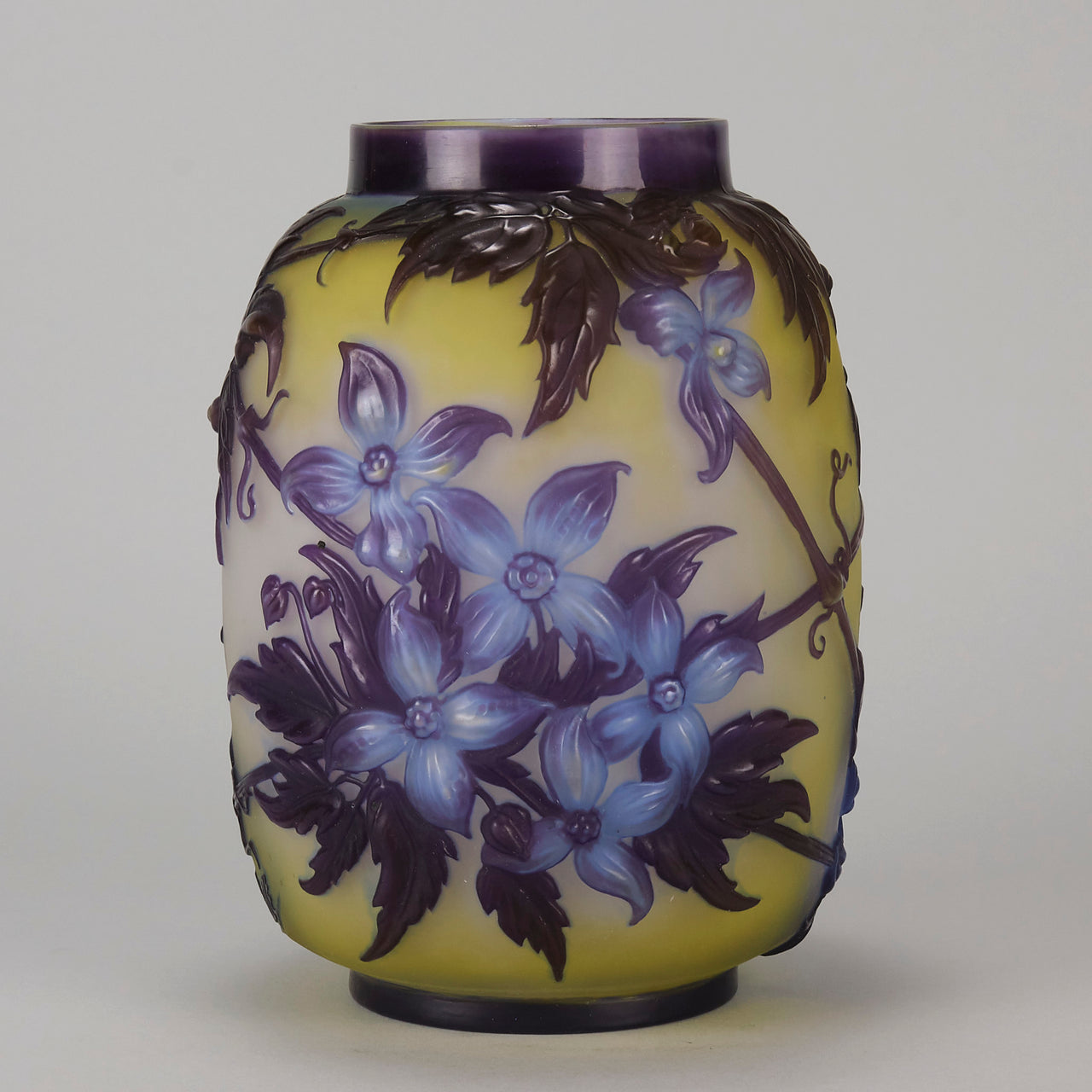 Galle Souffle Vase - Art Nouveau Clematis Vase - Hickmet Fine Arts