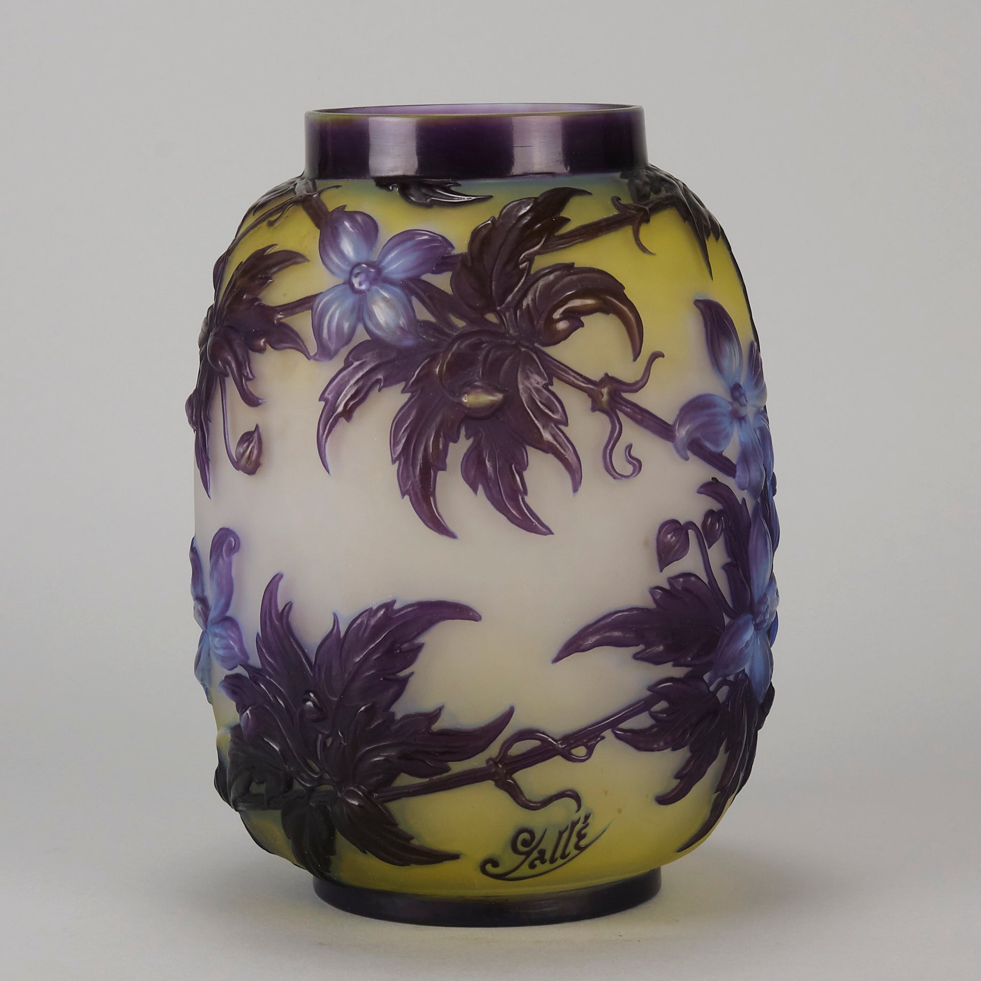 Galle Souffle Vase - Art Nouveau Clematis Vase - Hickmet Fine Arts