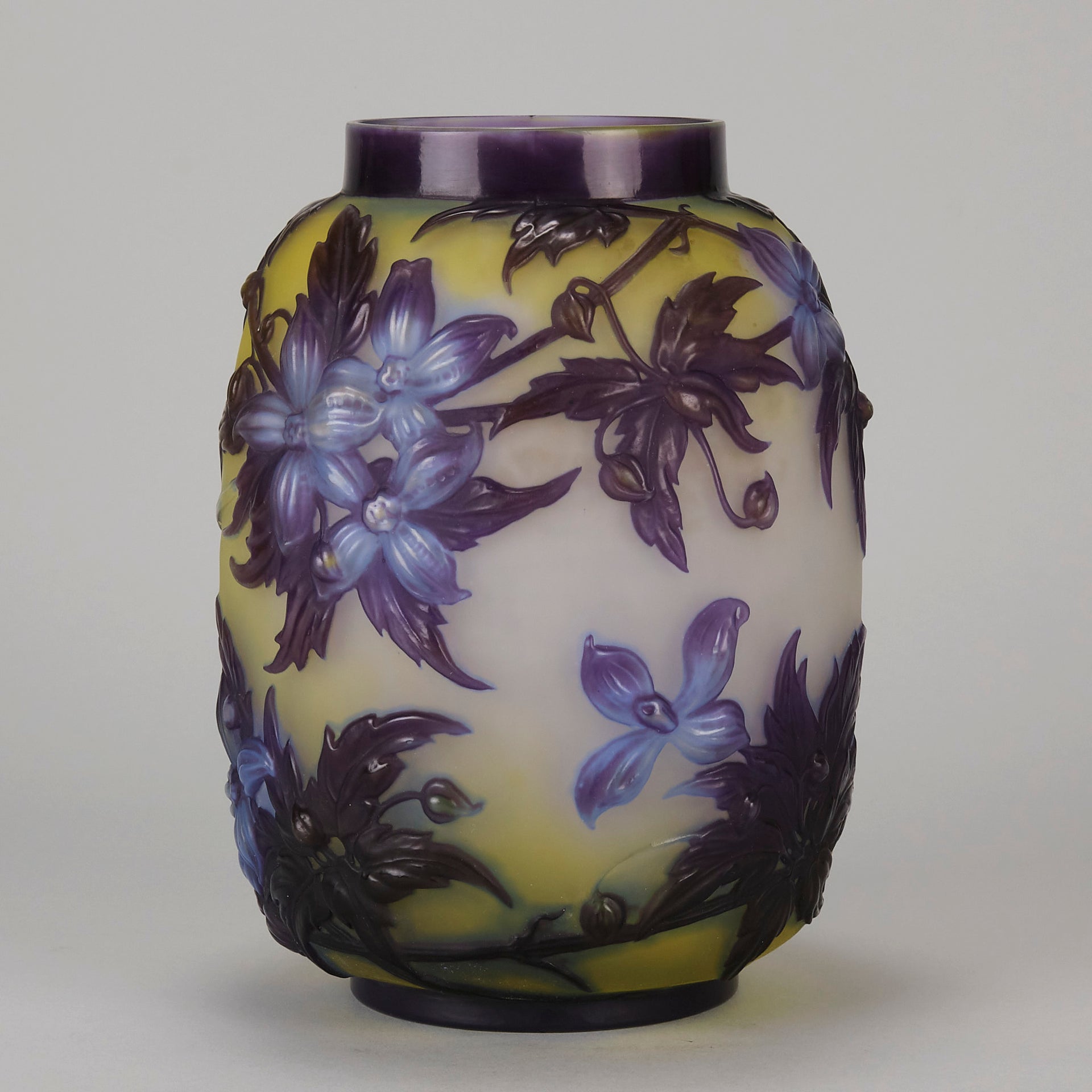 Galle Souffle Vase - Art Nouveau Clematis Vase - Hickmet Fine Arts