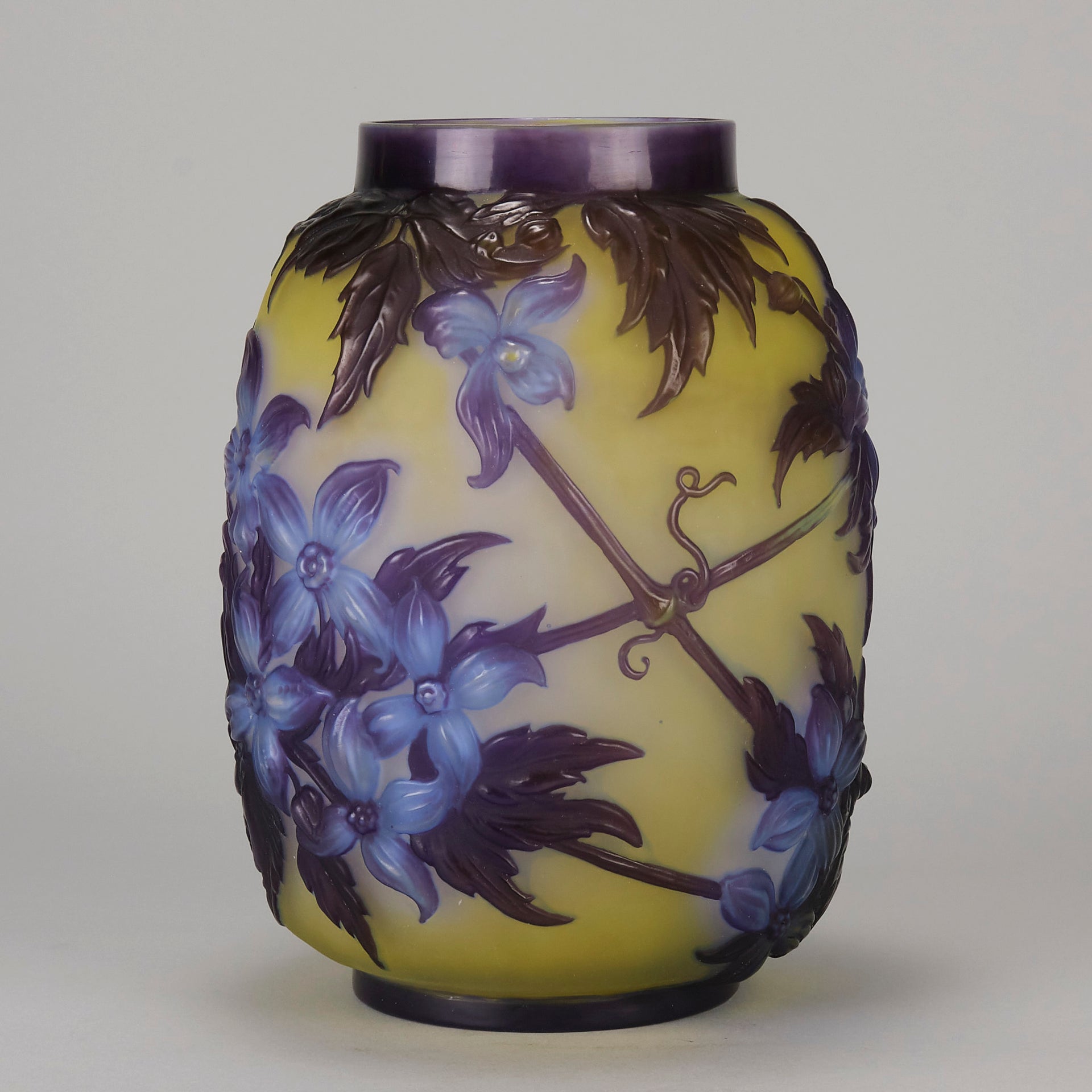 Galle Souffle Vase - Art Nouveau Clematis Vase - Hickmet Fine Arts