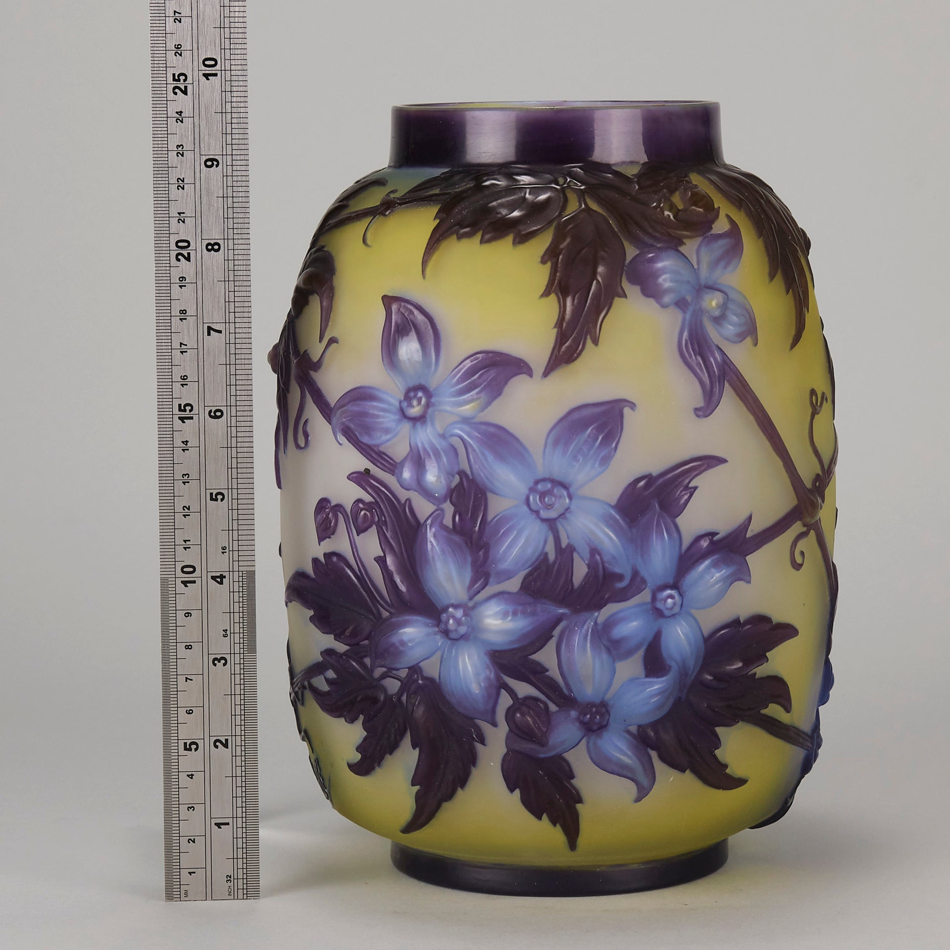 Galle Souffle Vase - Art Nouveau Clematis Vase - Hickmet Fine Arts