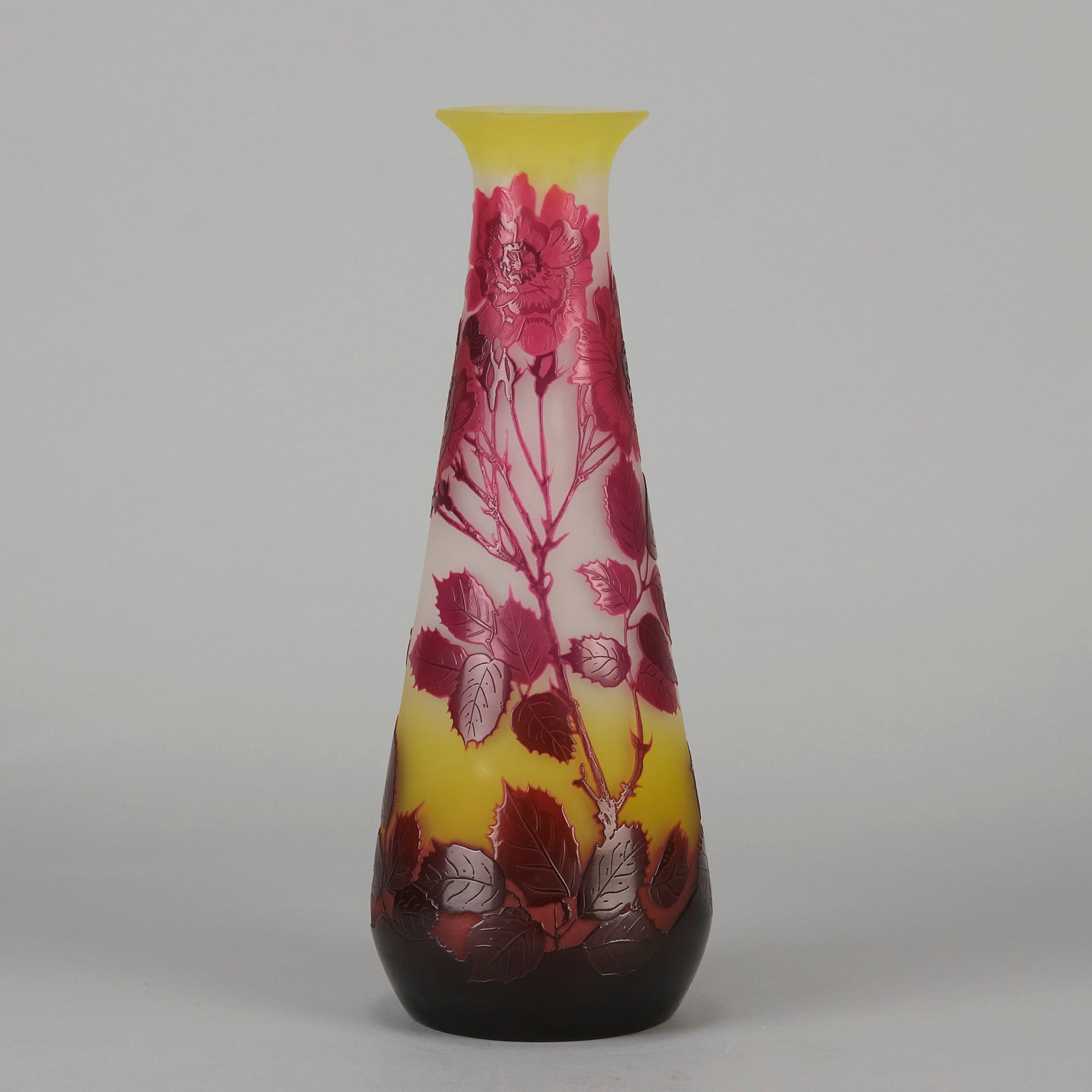 Emile Galle Vase - Floral Art Nouveau Glass - Hickmet Fine Arts