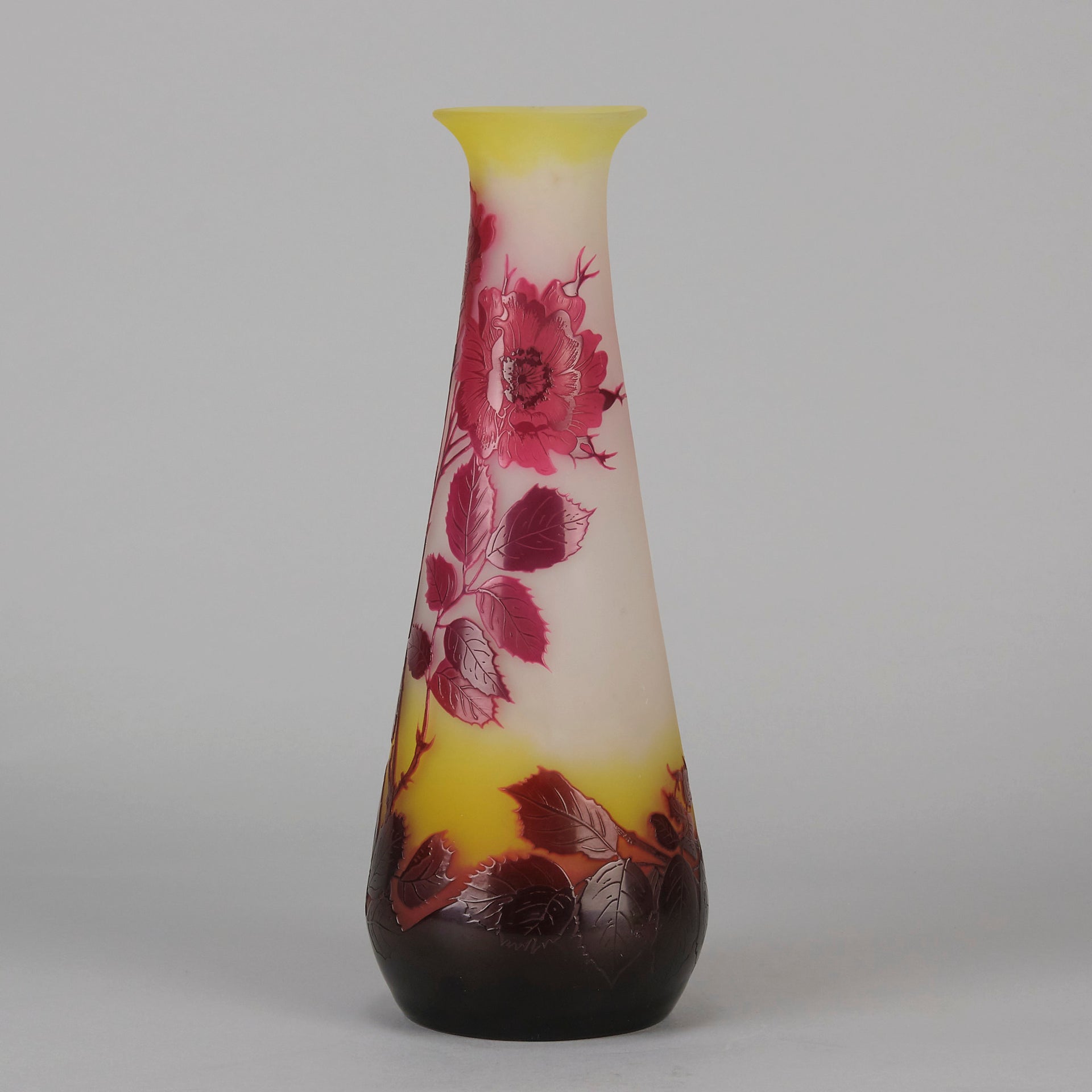 Emile Galle Vase - Floral Art Nouveau Glass - Hickmet Fine Arts