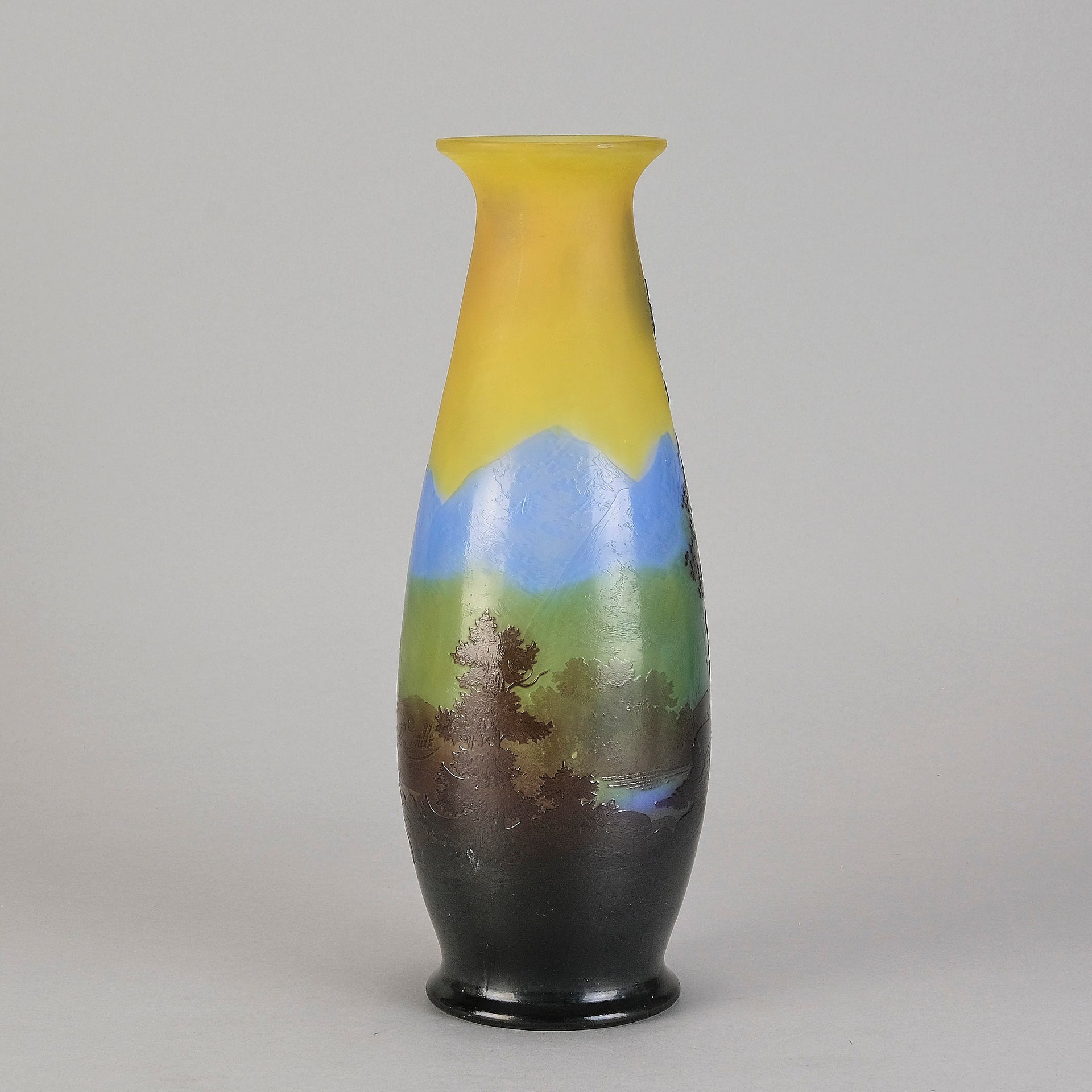 Galle cameo glass landscape vase