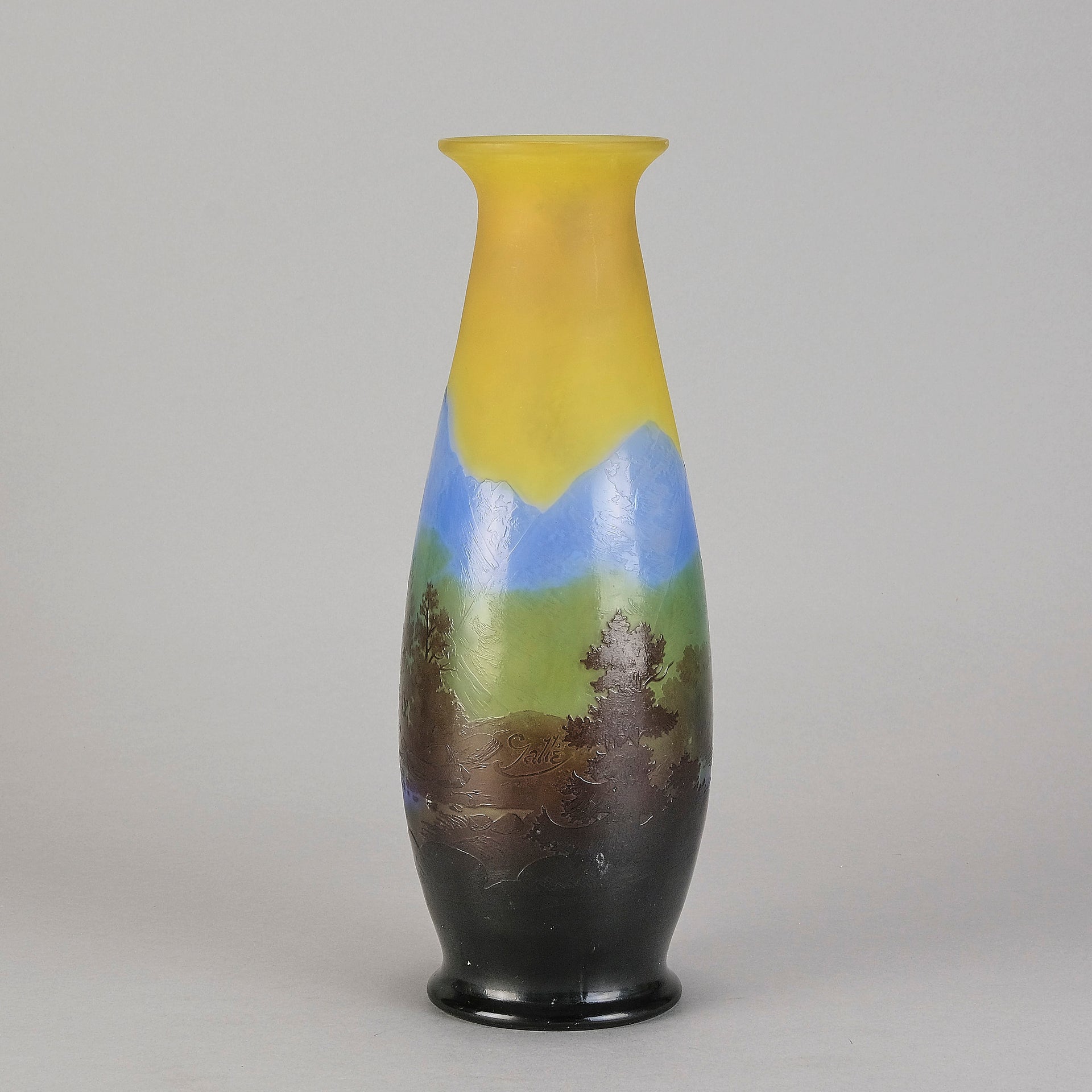 Galle cameo glass landscape vase