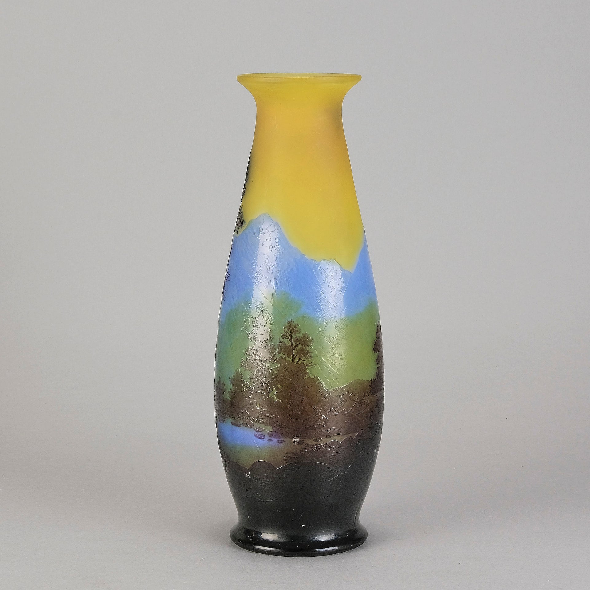 Galle cameo glass landscape vase
