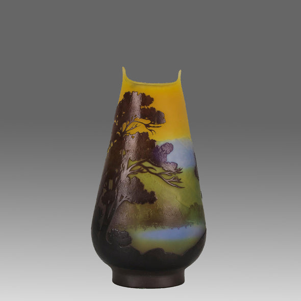Emile Galle Landscape Vase - Art Nouveau Glass - Hickmet Fine Arts