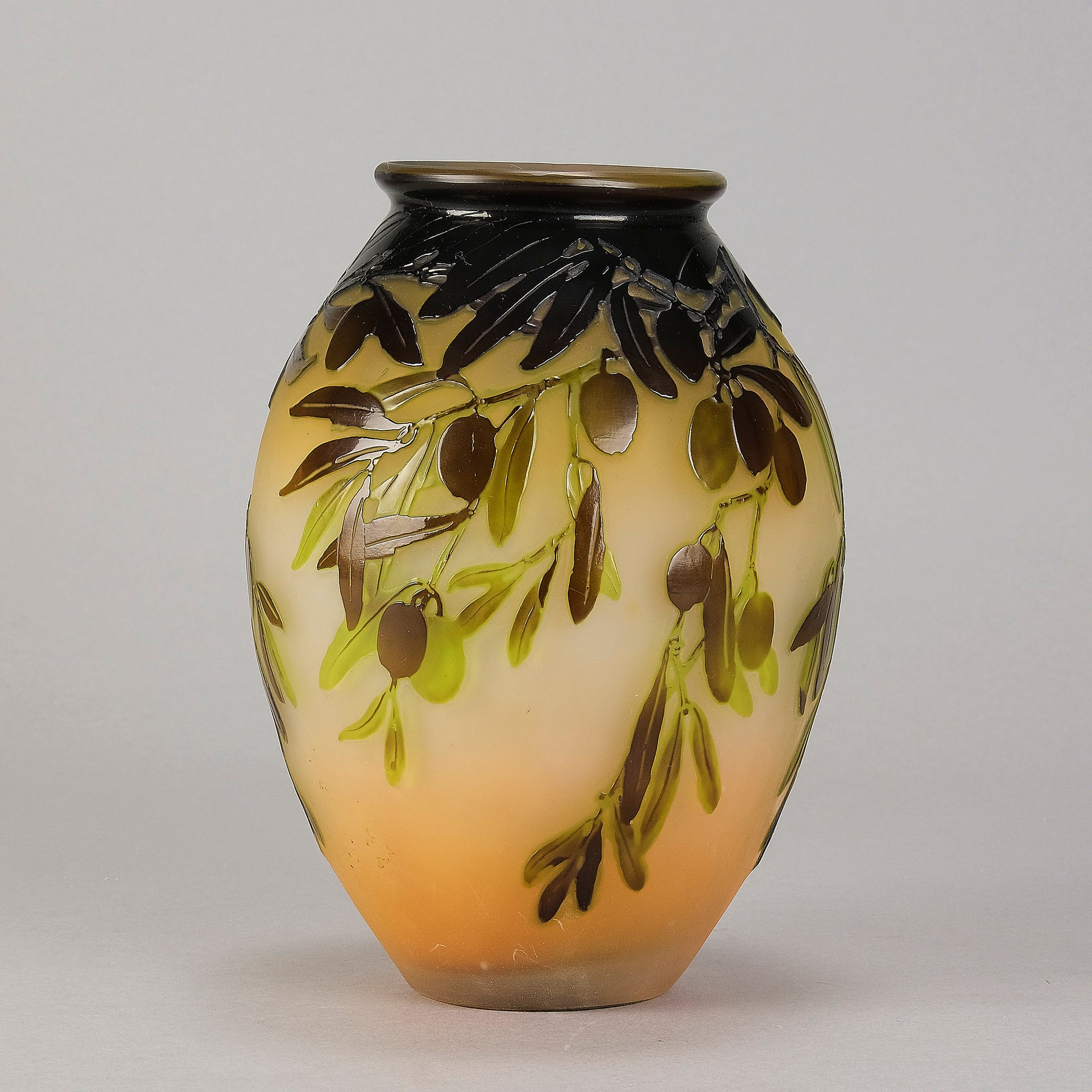 Emile Galle Olive Vase - Art Nouveau Glass - Hickmet Fine Arts