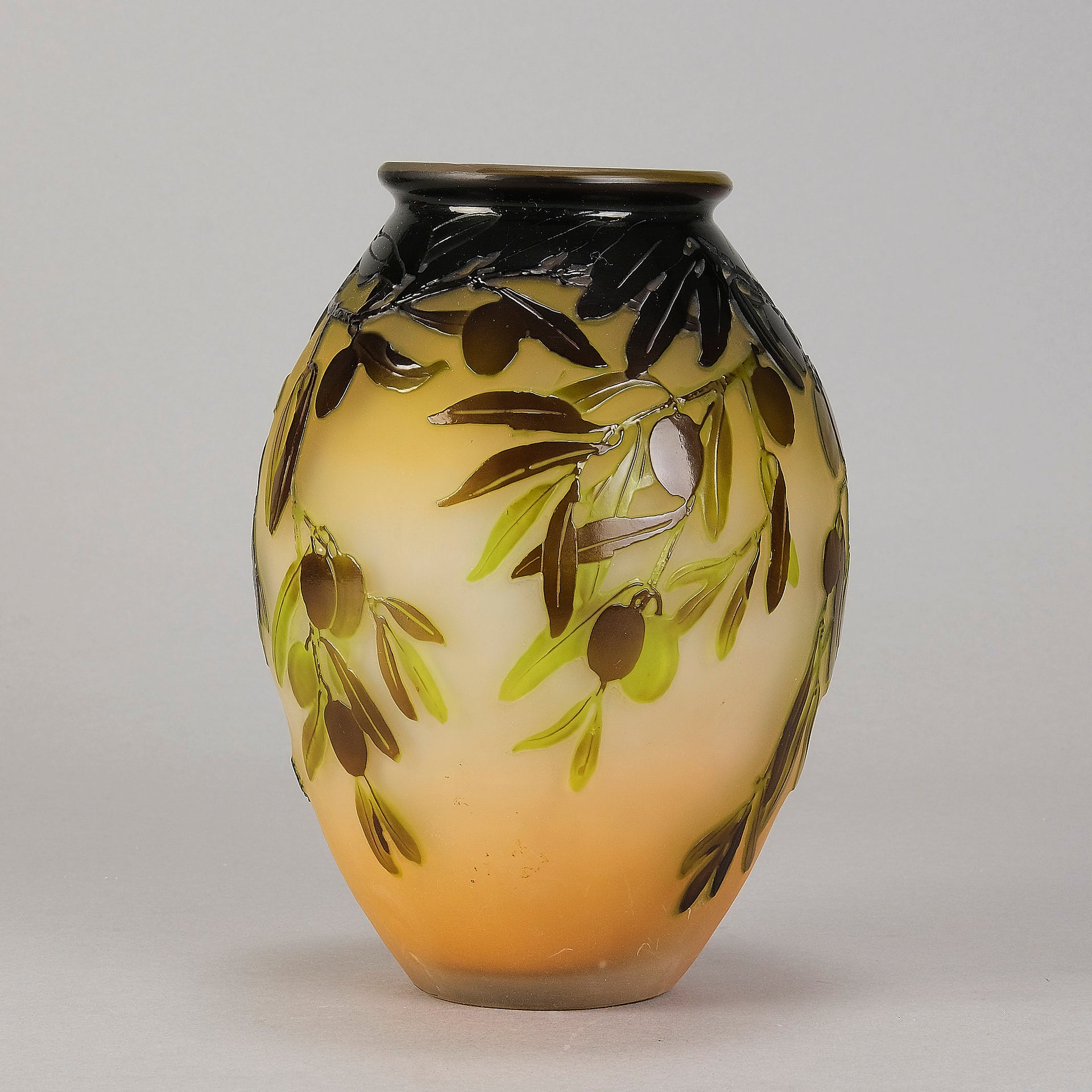 Emile Galle Olive Vase - Art Nouveau Glass - Hickmet Fine Arts