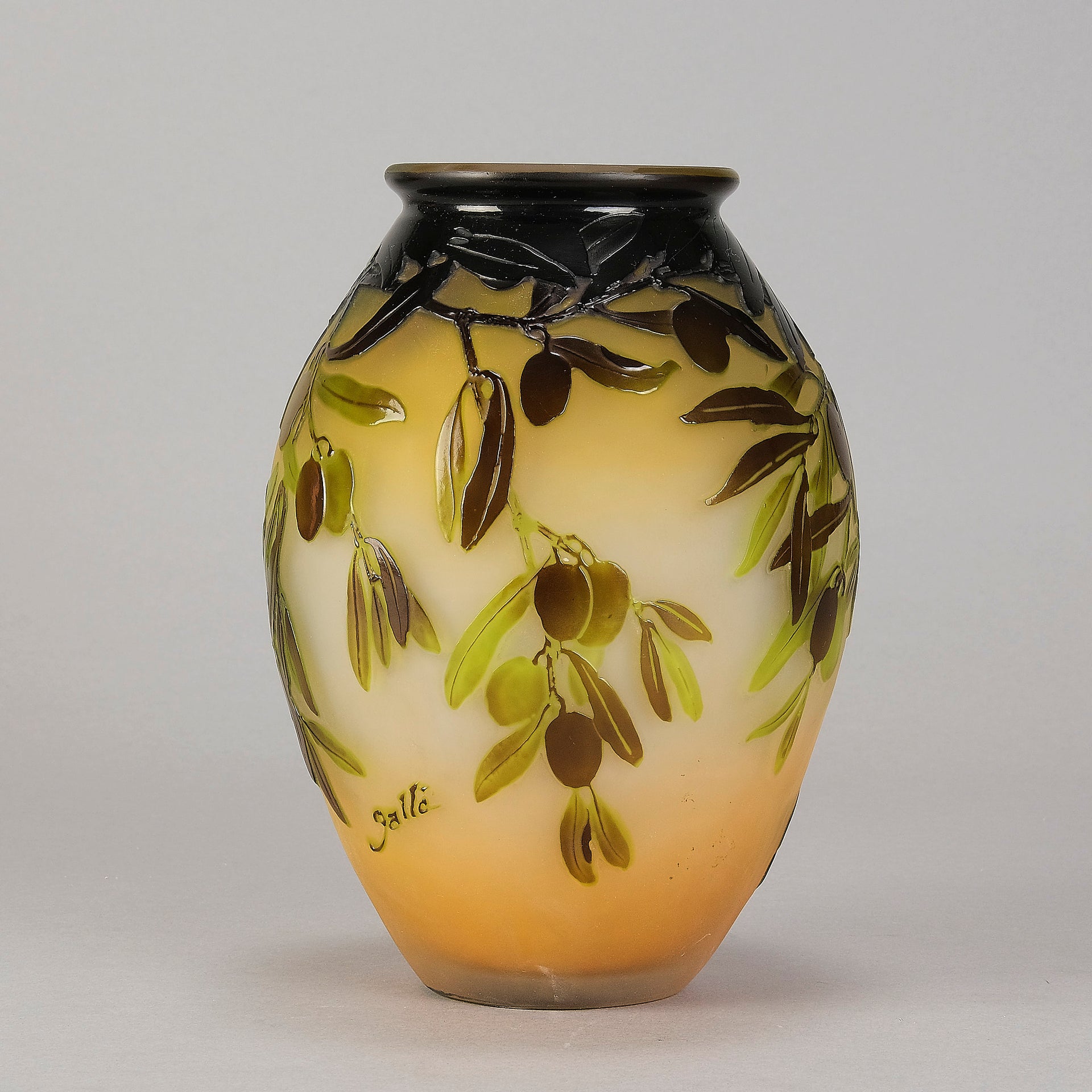 Emile Galle Olive Vase - Art Nouveau Glass - Hickmet Fine Arts