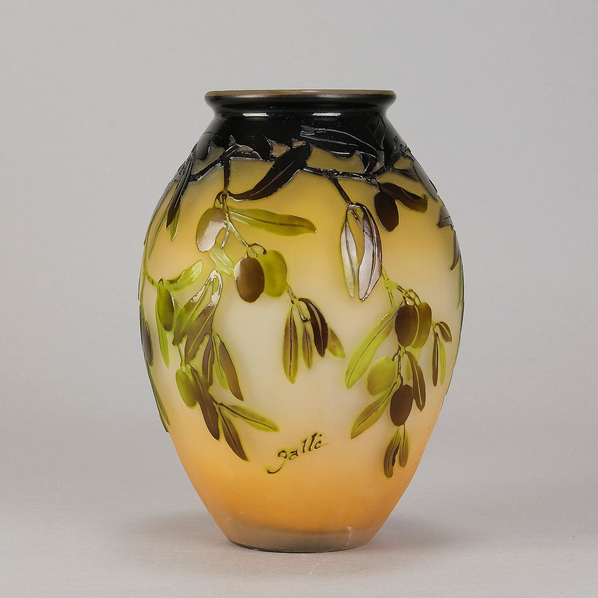 Emile Galle Olive Vase - Art Nouveau Glass - Hickmet Fine Arts