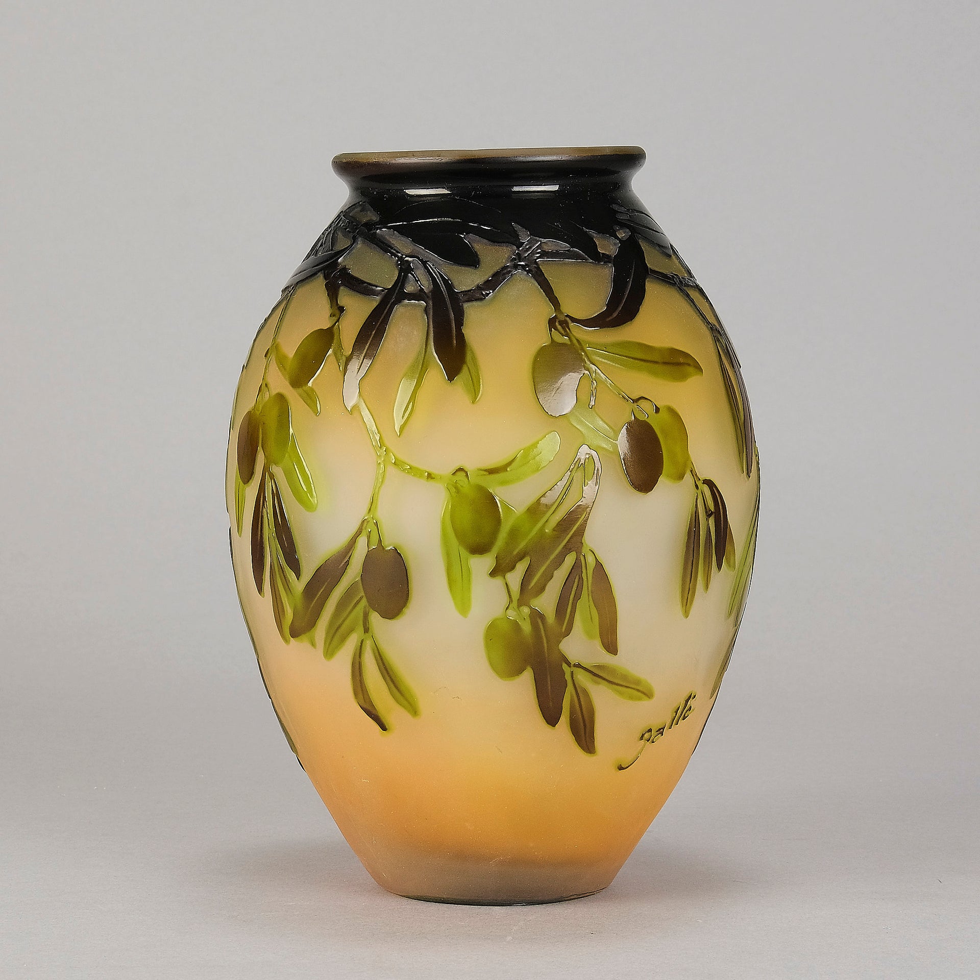 Emile Galle Olive Vase - Art Nouveau Glass - Hickmet Fine Arts