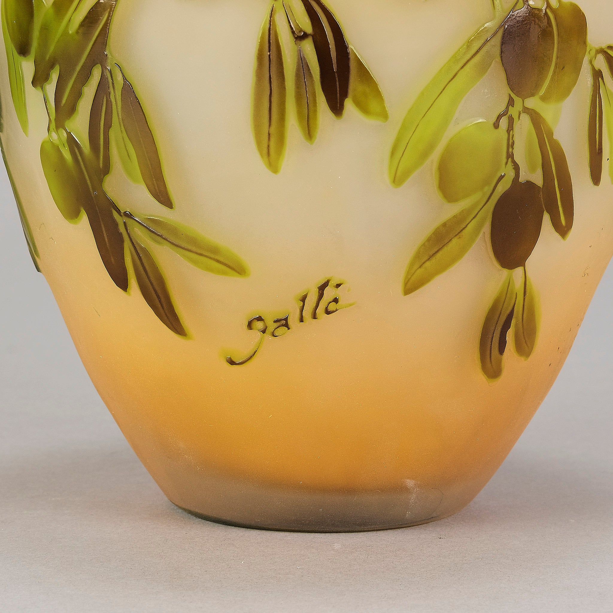 Emile Galle Olive Vase - Art Nouveau Glass - Hickmet Fine Arts