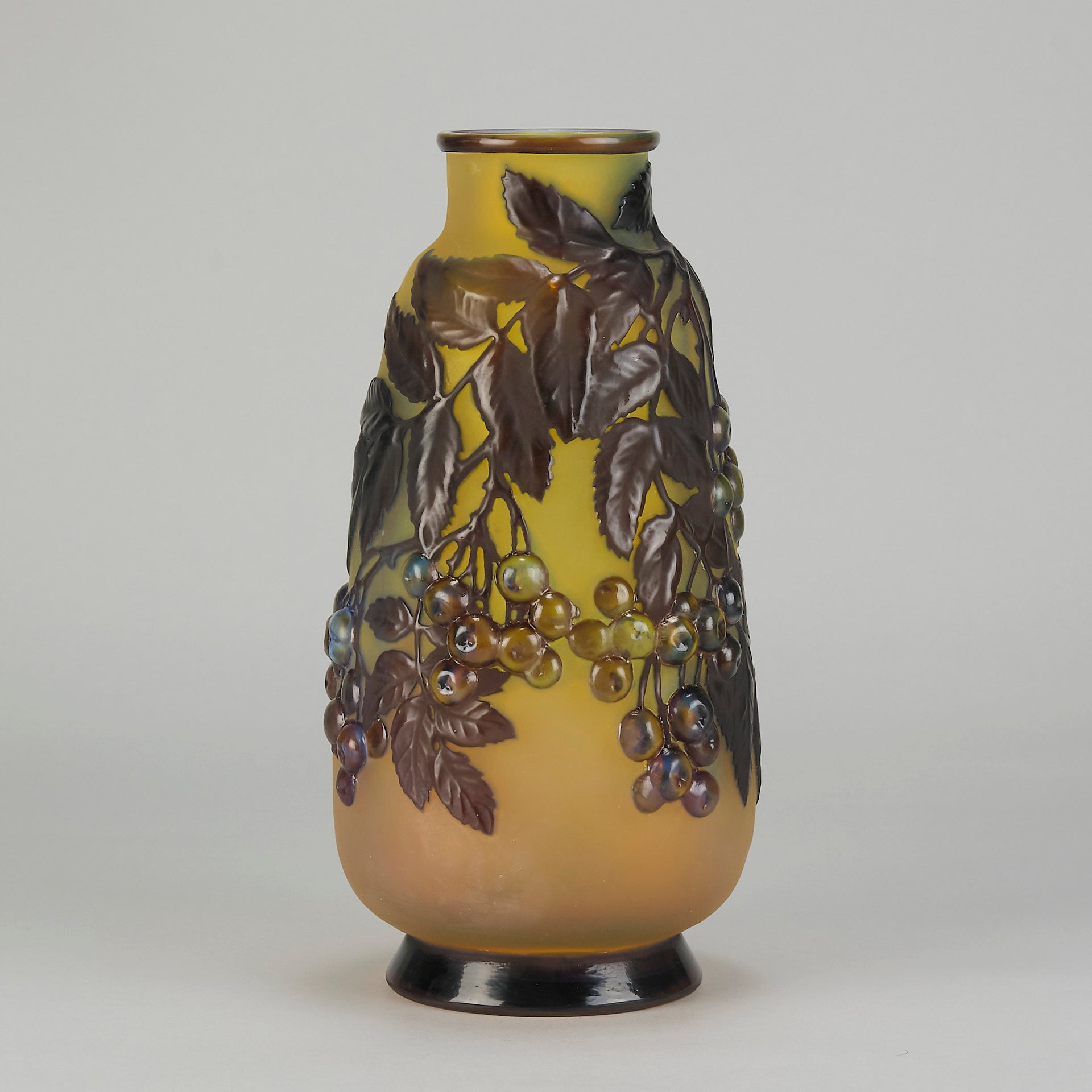 Galle Souffle Vase - Art Nouveau Clematis Vase - Hickmet Fine Arts