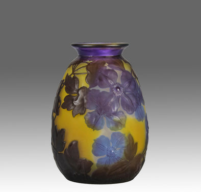 Galle Souffle Vase - Art Nouveau Clematis Vase - Hickmet Fine Arts