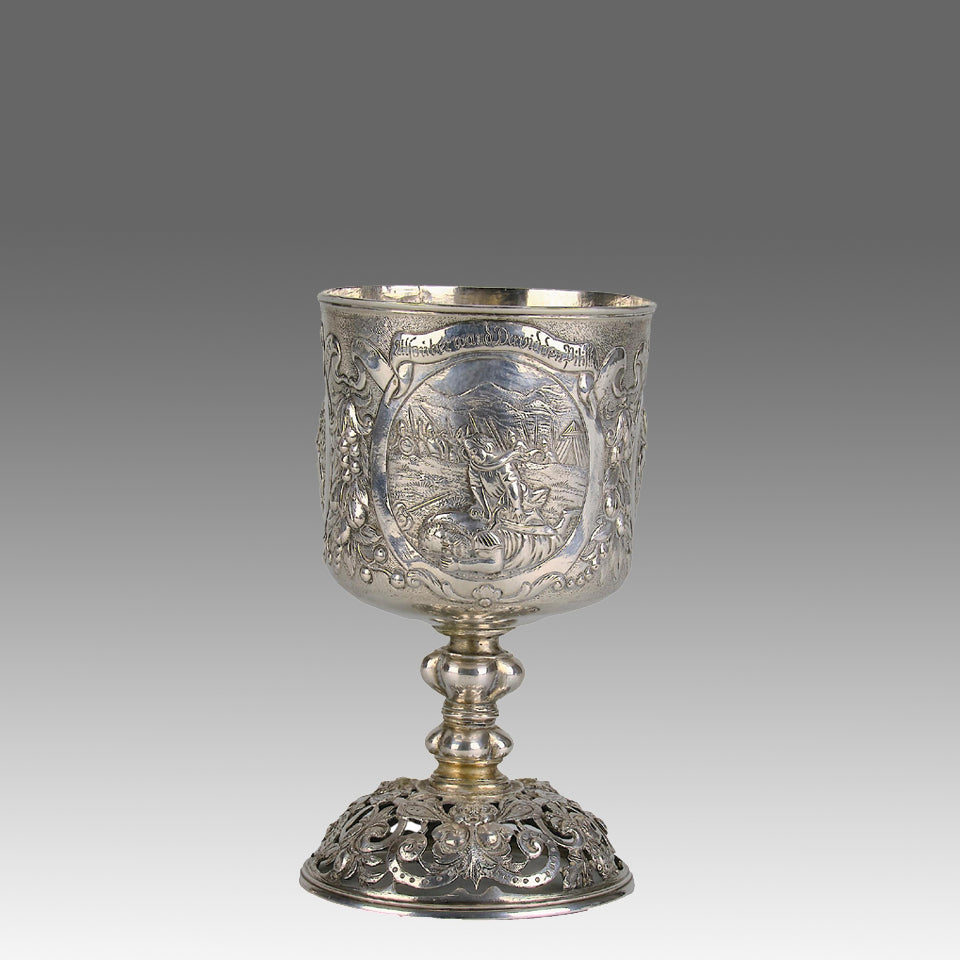 German Silver Allegorical Goblet - Hickmet Fine Arts 