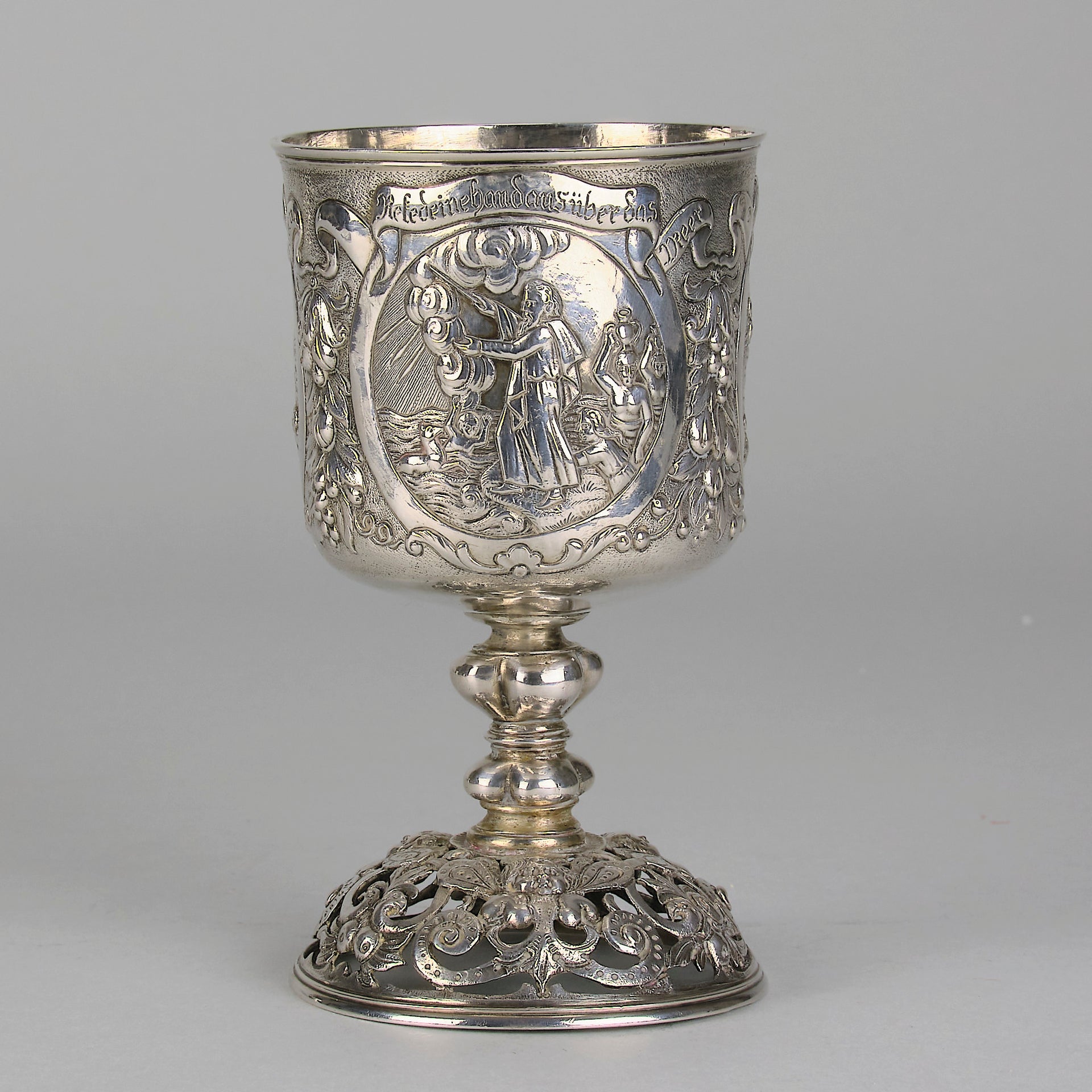 German Silver Allegorical Goblet - Hickmet Fine Arts 