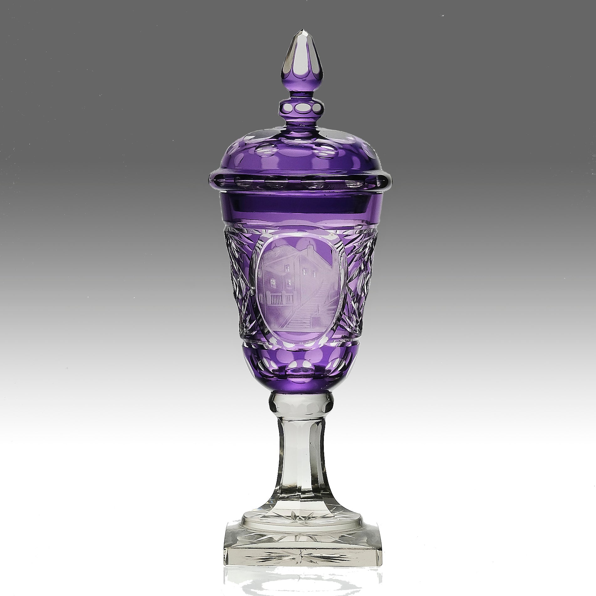 Bohemian Amethyst GLass Goblet with Lid
