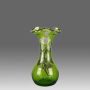 American Art Nouveau Glass Vase - Iridescent green silvered vase - Art Nouveau Glass - Hickmet Fine Art