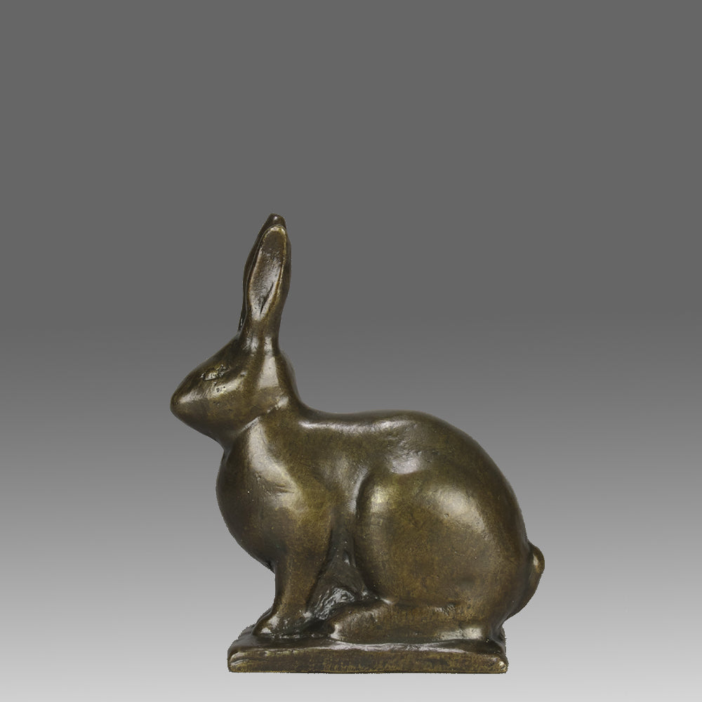 Alert Seated Rabbit - Gunnar Nilsson Bronze - Hickmet Fine Arts 