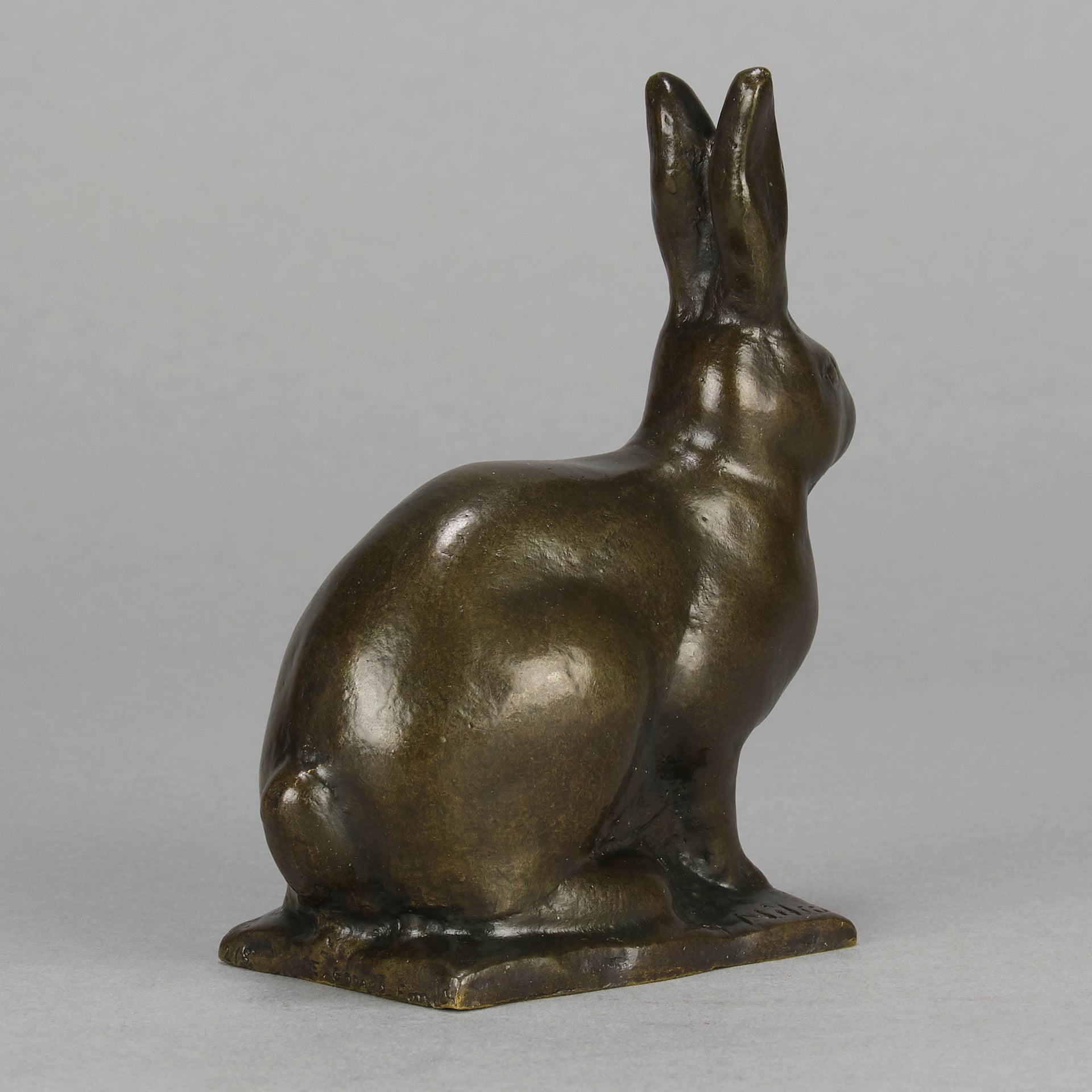 Alert Seated Rabbit - Gunnar Nilsson Bronze - Hickmet Fine Arts 
