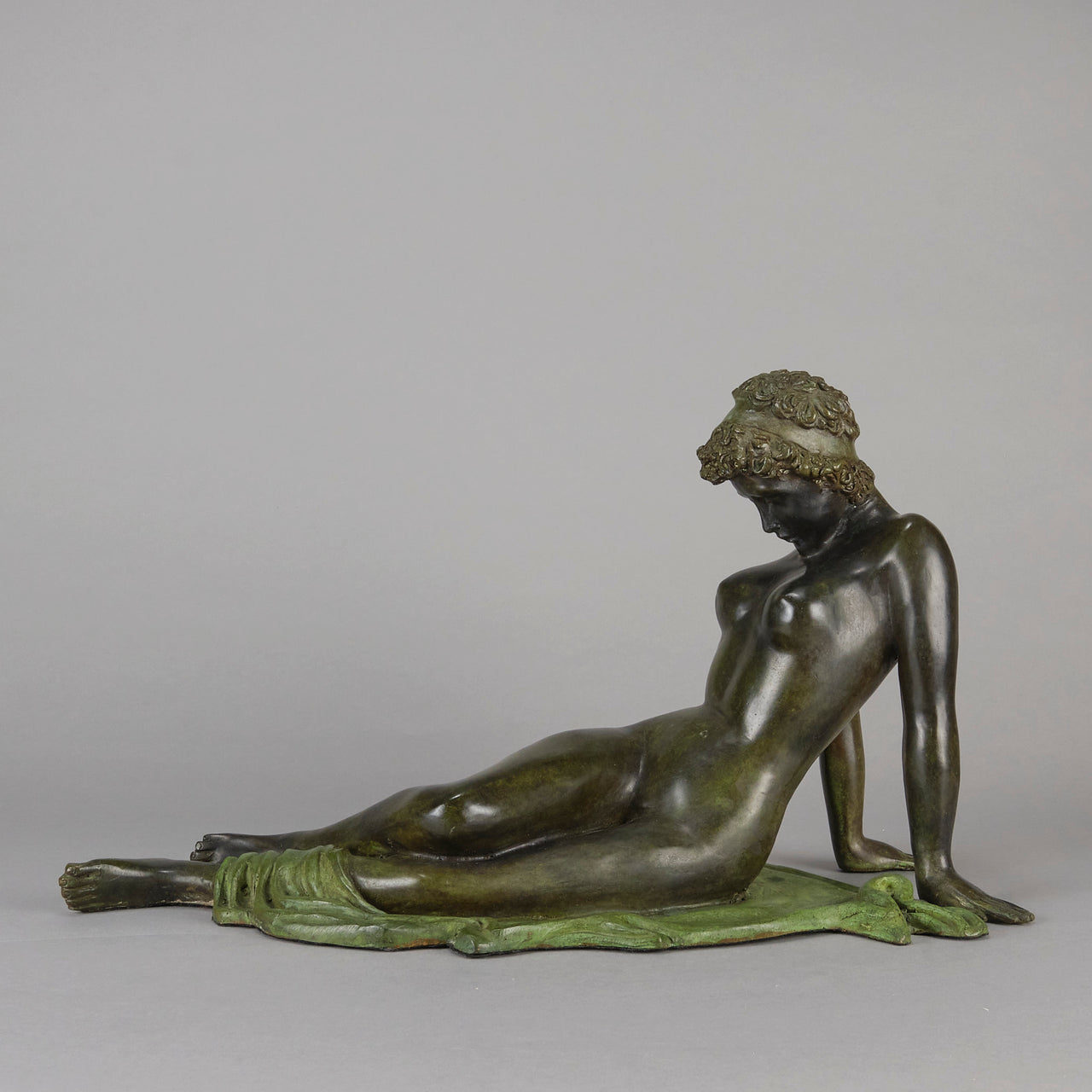Italian Bronze Reclining Woman - Hickmet Fine Arts 