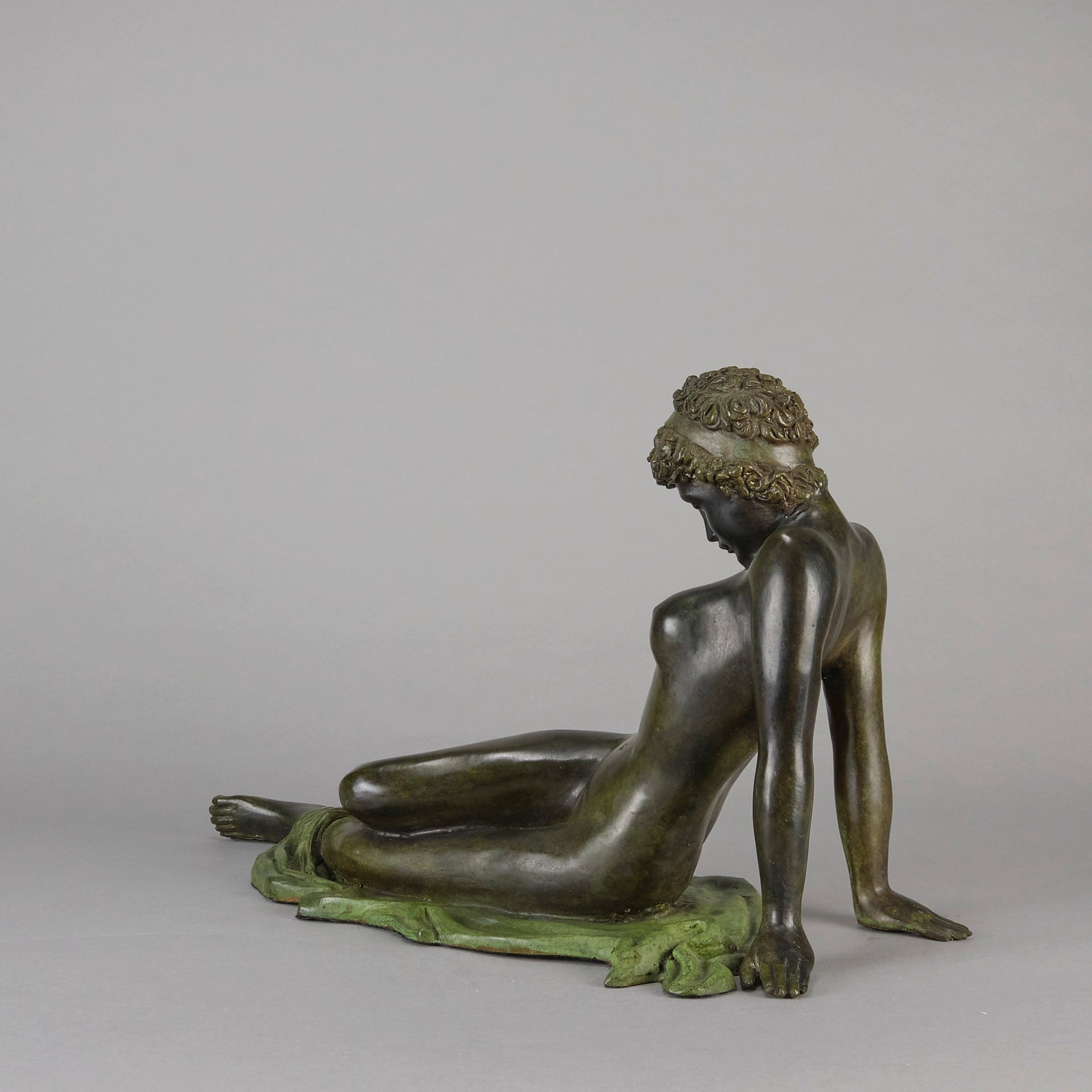 Italian Bronze Reclining Woman - Hickmet Fine Arts 