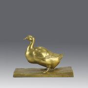 Gilt Bronze Duck - J Michel Hook Bill Duck - Hickmet Fine Arts
