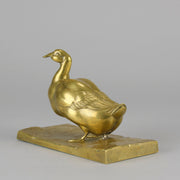 Gilt Bronze Duck - J Michel Hook Bill Duck - Hickmet Fine Arts