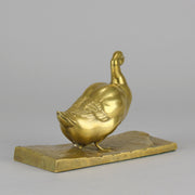 Gilt Bronze Duck - J Michel Hook Bill Duck - Hickmet Fine Arts