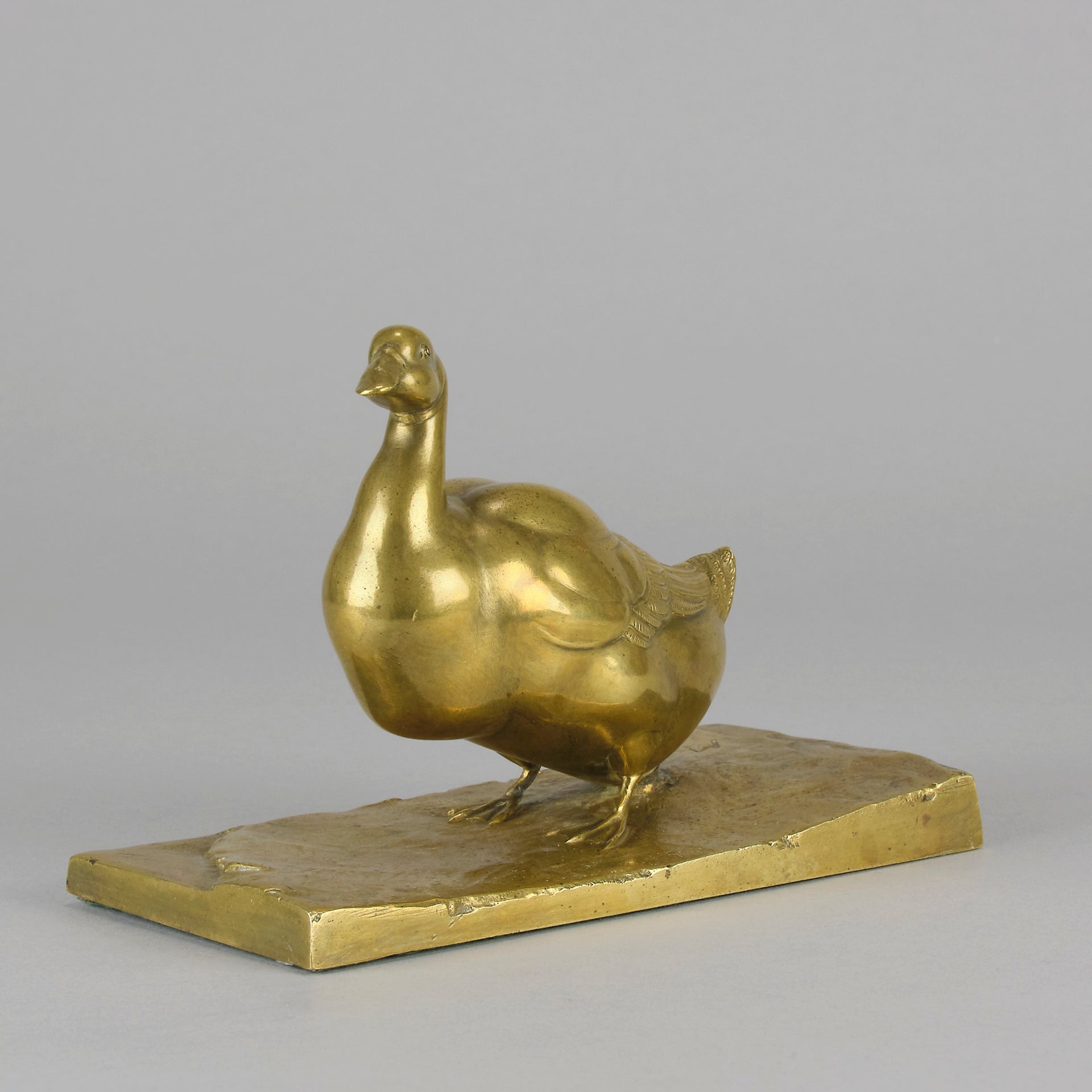 Gilt Bronze Duck - J Michel Hook Bill Duck - Hickmet Fine Arts