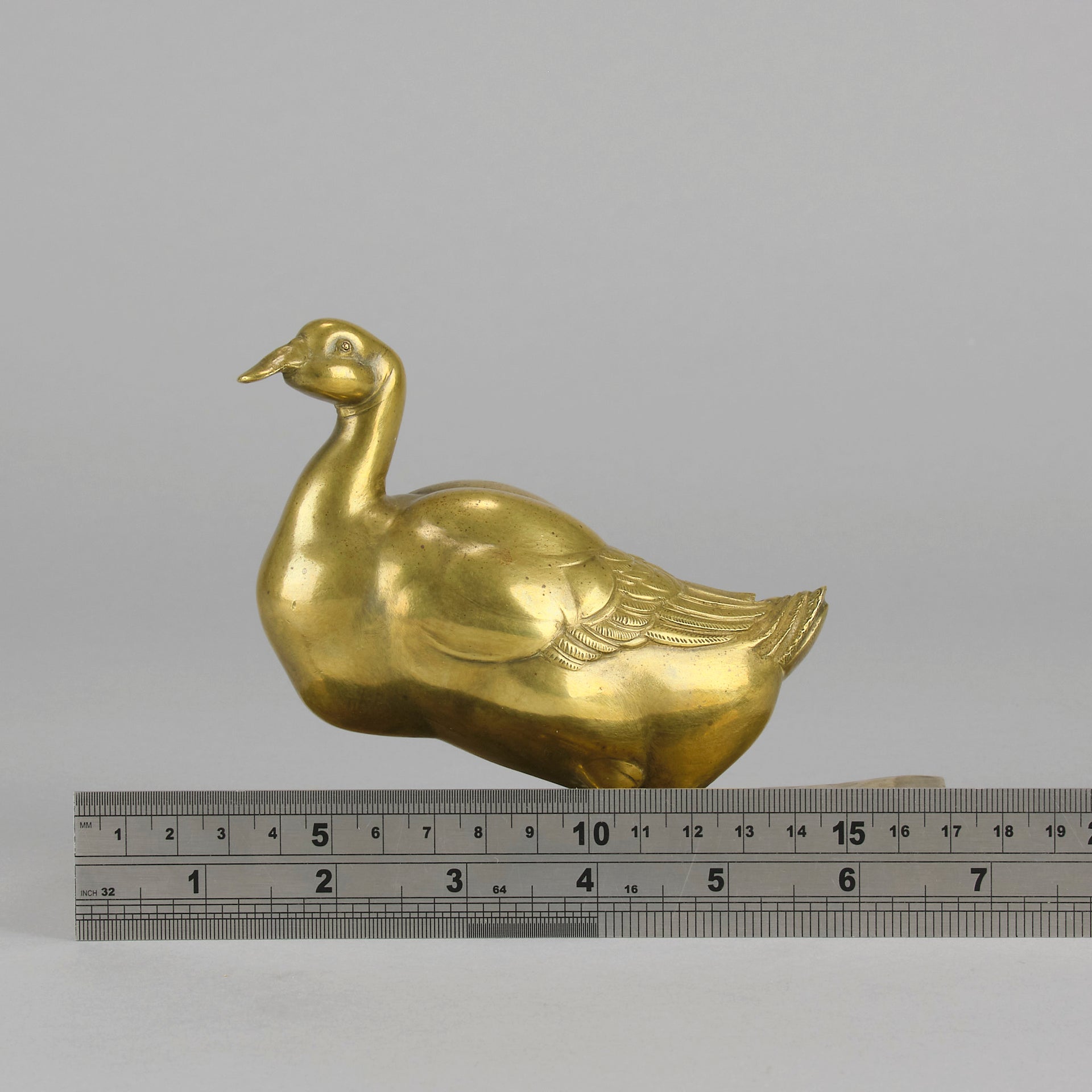 Gilt Bronze Duck - J Michel Hook Bill Duck - Hickmet Fine Arts