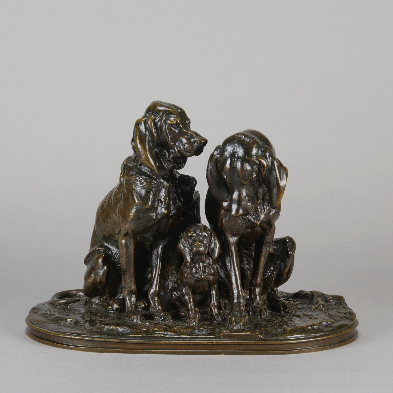 Hound Family - Animalier Alfred Jacquemart Bronze - Hickmet Fine Arts