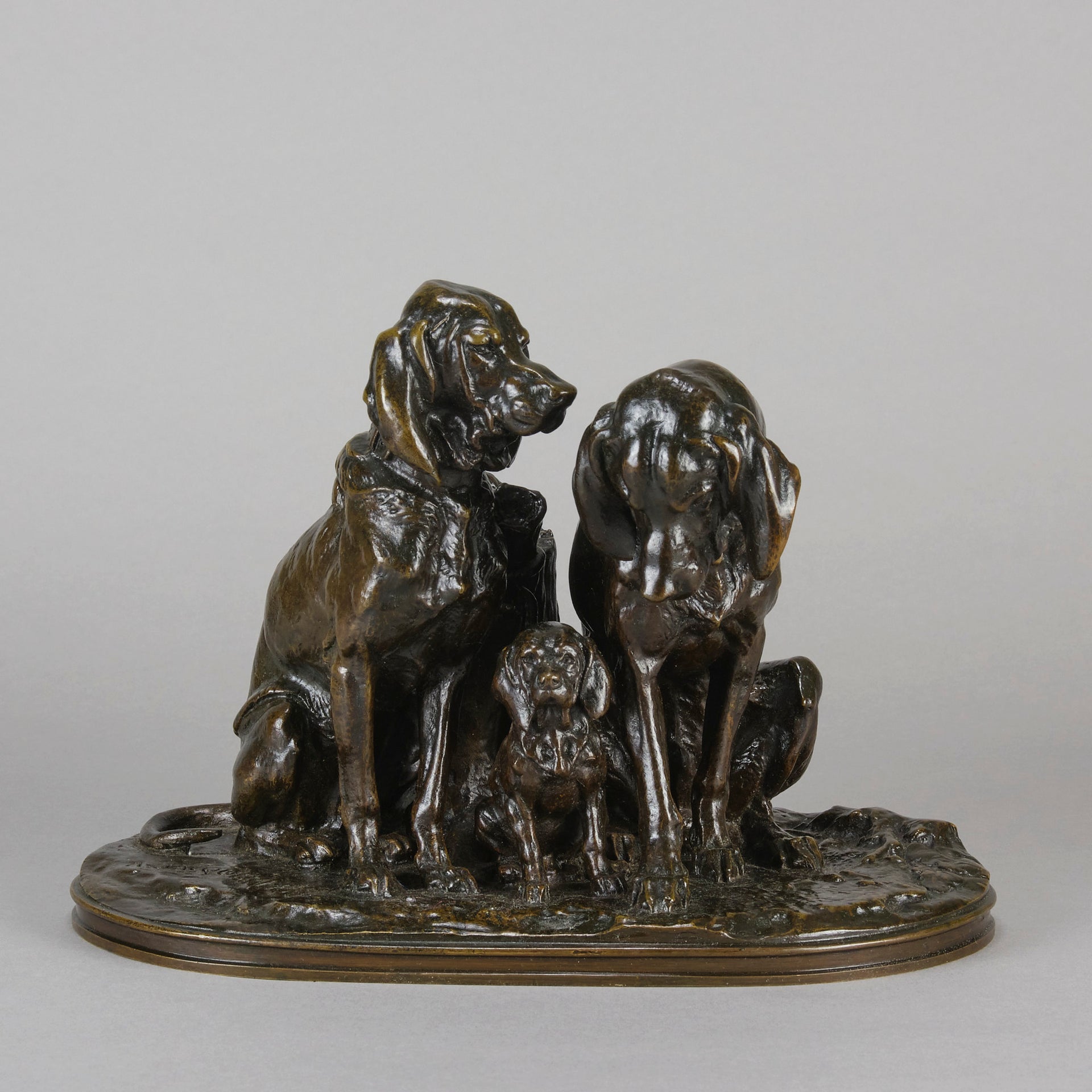 Hound Family - Animalier Alfred Jacquemart Bronze - Hickmet Fine Arts
