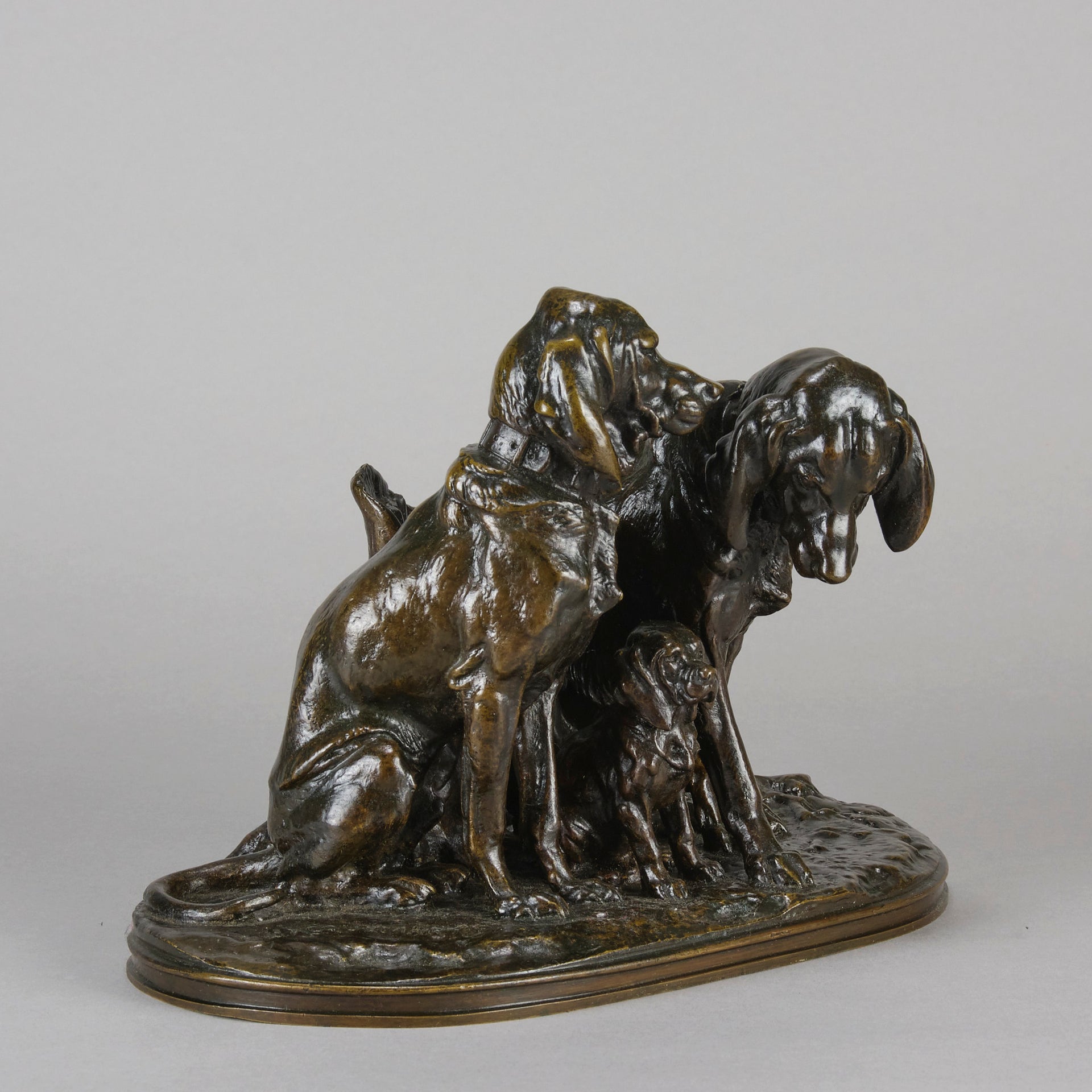 Hound Family - Animalier Alfred Jacquemart Bronze - Hickmet Fine Arts