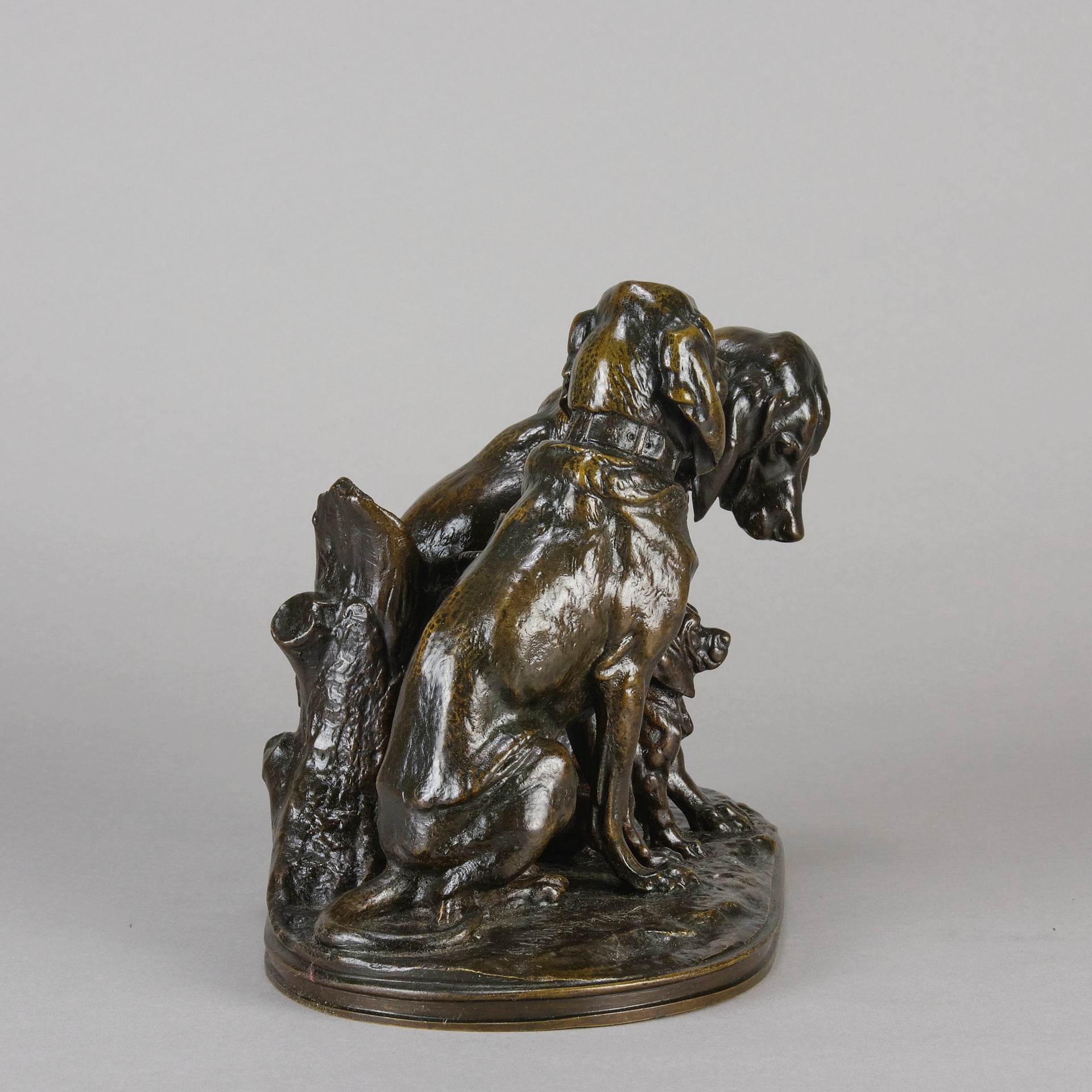 Hound Family - Animalier Alfred Jacquemart Bronze - Hickmet Fine Arts