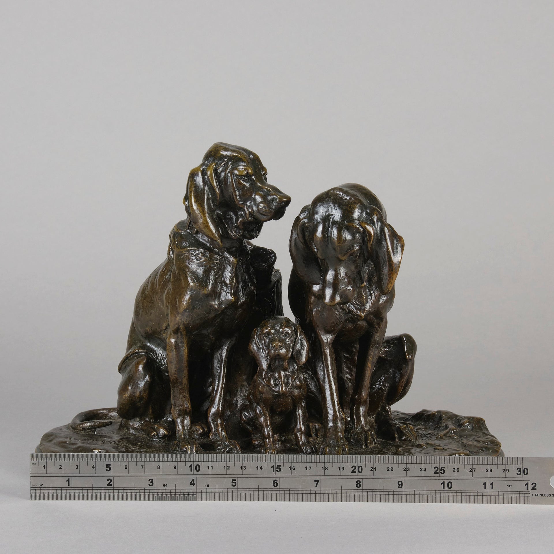 Hound Family - Animalier Alfred Jacquemart Bronze - Hickmet Fine Arts