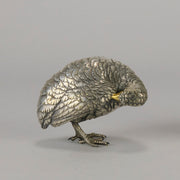 Japanese Okimono - Silvered Partridge- Antique Bronze - Hickmet Fine Arts