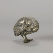 Japanese Okimono - Silvered Partridge- Antique Bronze - Hickmet Fine Arts