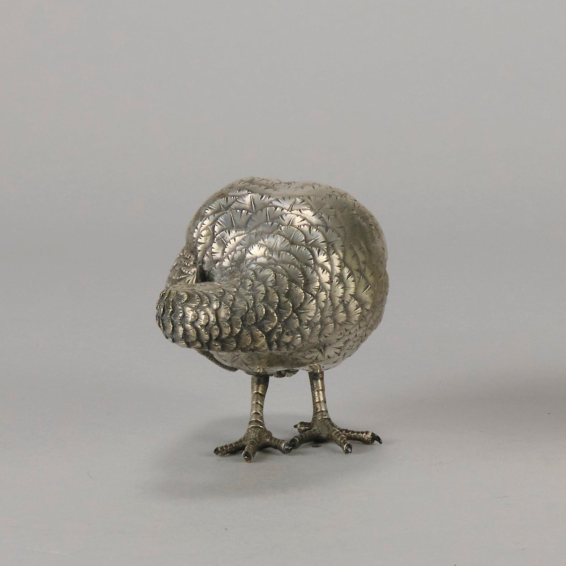 Japanese Okimono - Silvered Partridge- Antique Bronze - Hickmet Fine Arts