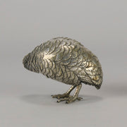 Japanese Okimono - Silvered Partridge- Antique Bronze - Hickmet Fine Arts