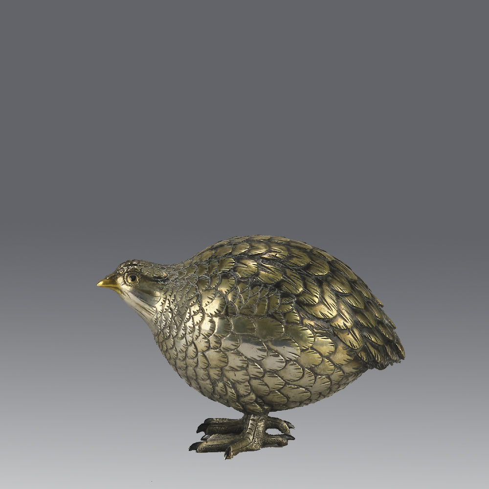 Japanese Bronze Okimono Partridge - Antique Bronze - Hickmet Fine Arts