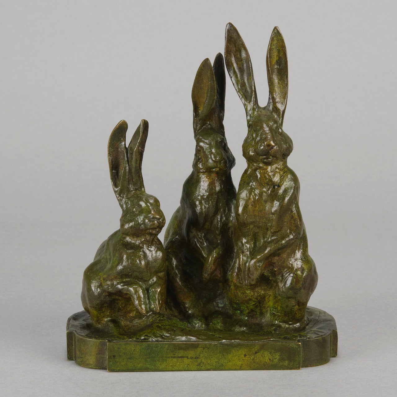Jean Magrou Bronze - Three Alert Hares - Hickmet Fine Arts 