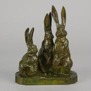Jean Magrou Bronze - Three Alert Hares - Hickmet Fine Arts 